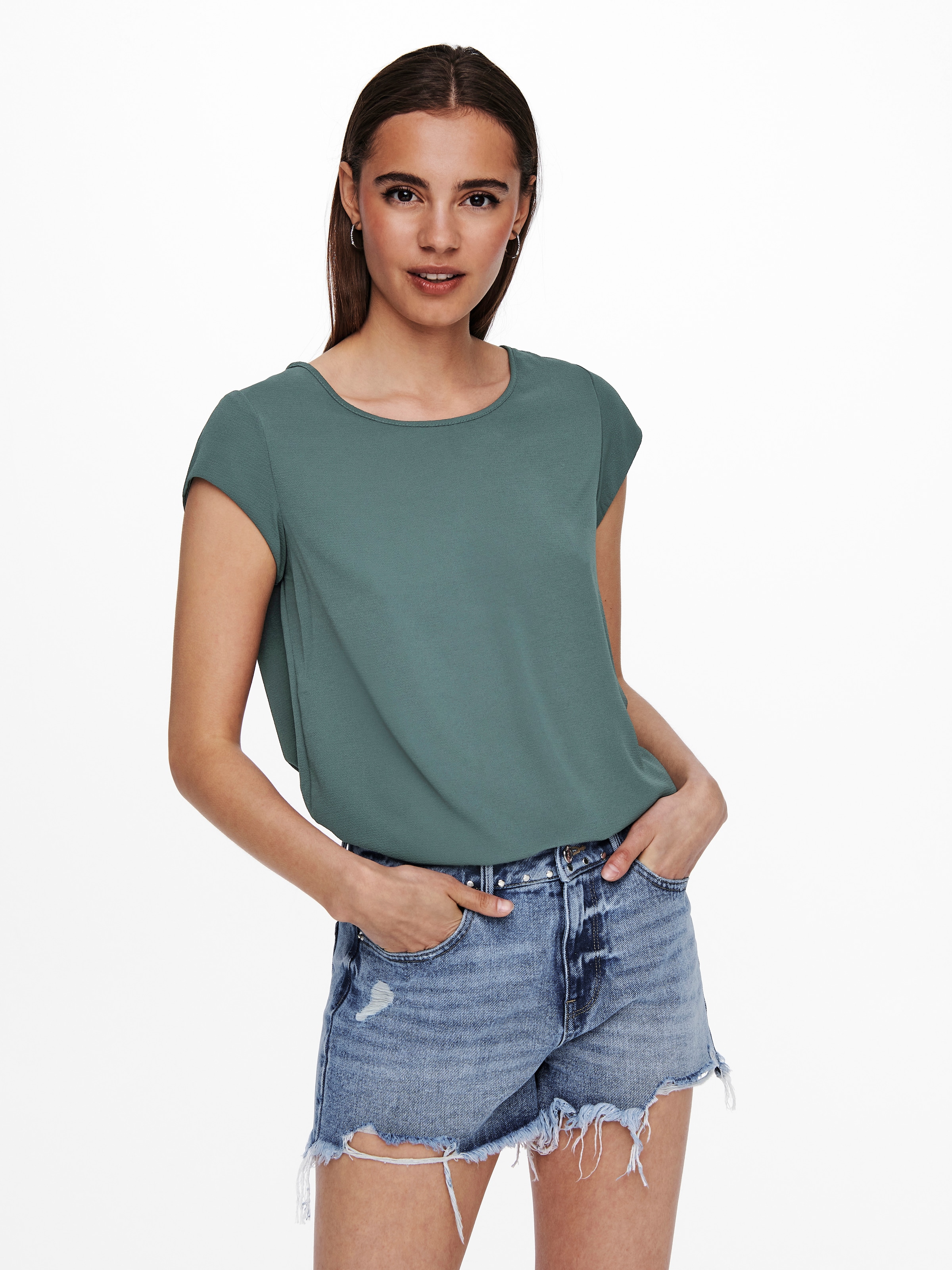 ONLY Kurzarmbluse »ONLVIC S/S SOLID TOP NOOS PTM«