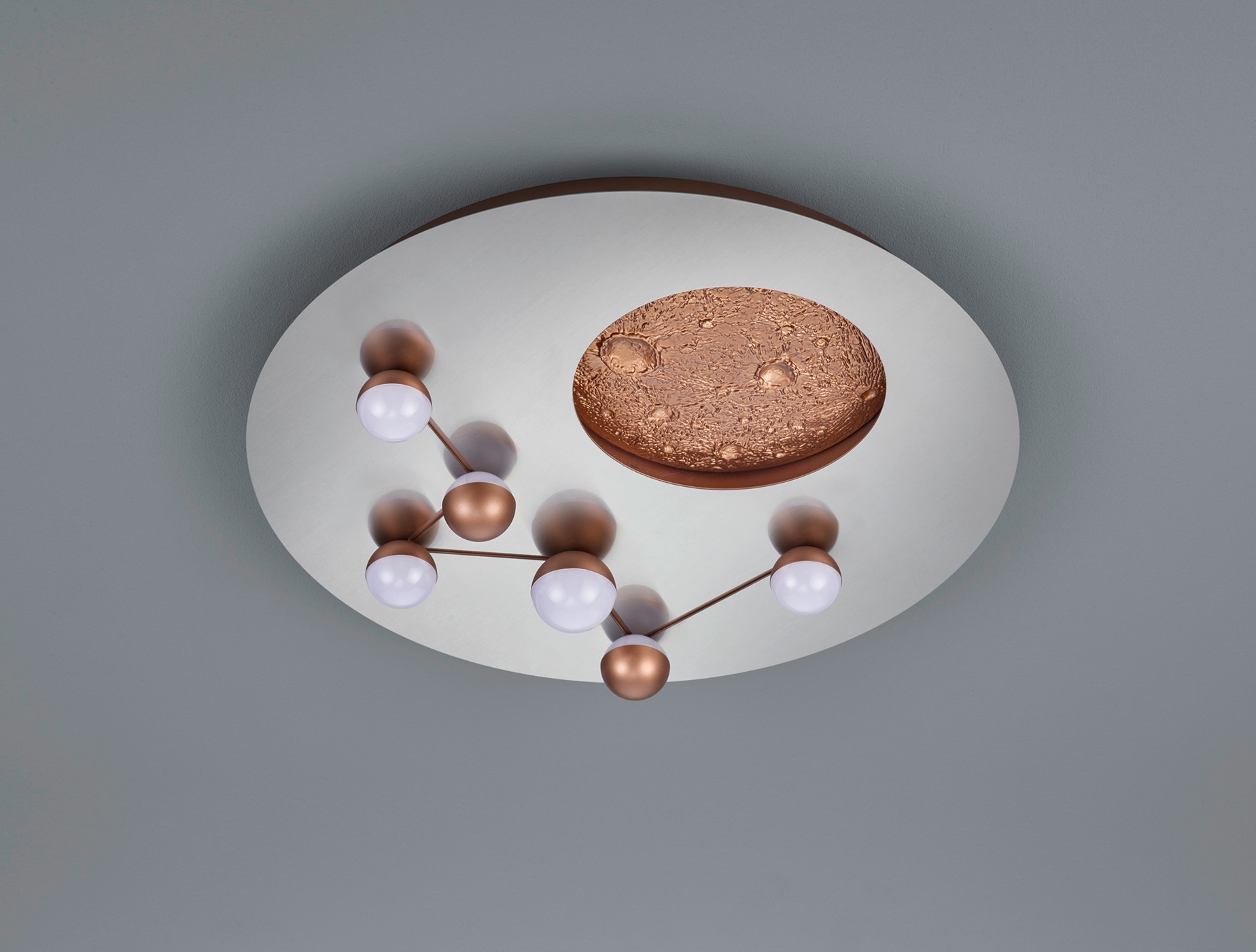 TRIO Leuchten LED Deckenleuchte »ZODIAC, Deckenlampe Mond Sterne, indirektes Licht, dimmbar CCT LED 42W« LED-Board 1 Stk. warmweiß - kaltweiß LED Deckenlampe Schlafzimmer Ø 50cm, Lichtfarbe einstellbar, Mondoptik