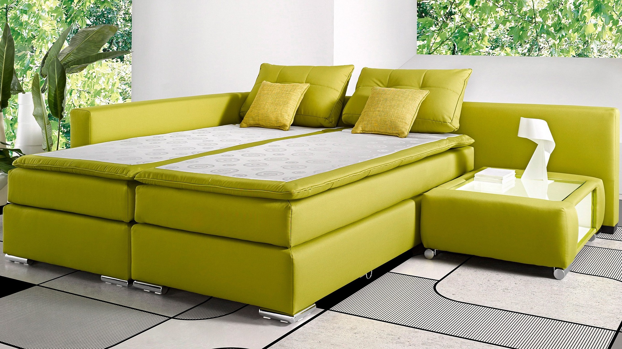 INOSIGN Ecksofa »Boxspringbett Night & Day L-Form mit Dauer-Schlaffunktion o. Armlehnen«, mit Boxspring-Bettfunktion 164x200 cm und Bettkasten, Dauerschläfer!