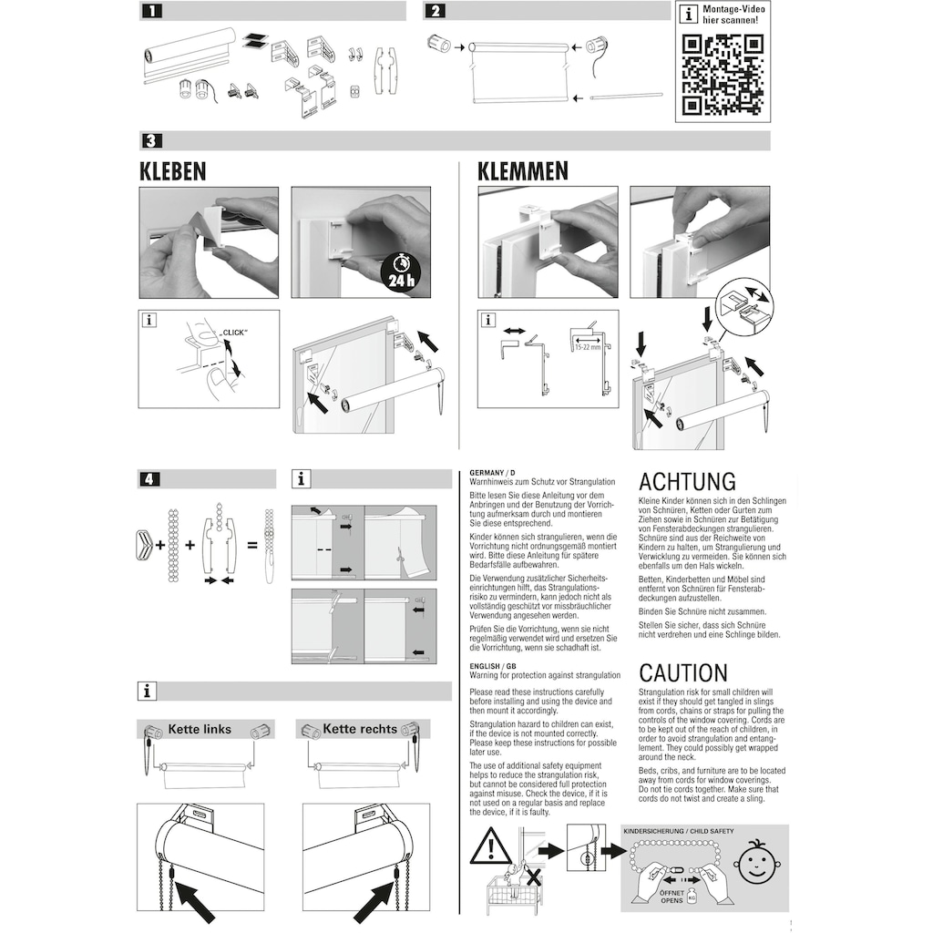 GARDINIA Seitenzugrollo »EASYFIX Rollo Uni«, Lichtschutz, ohne Bohren, freihängend