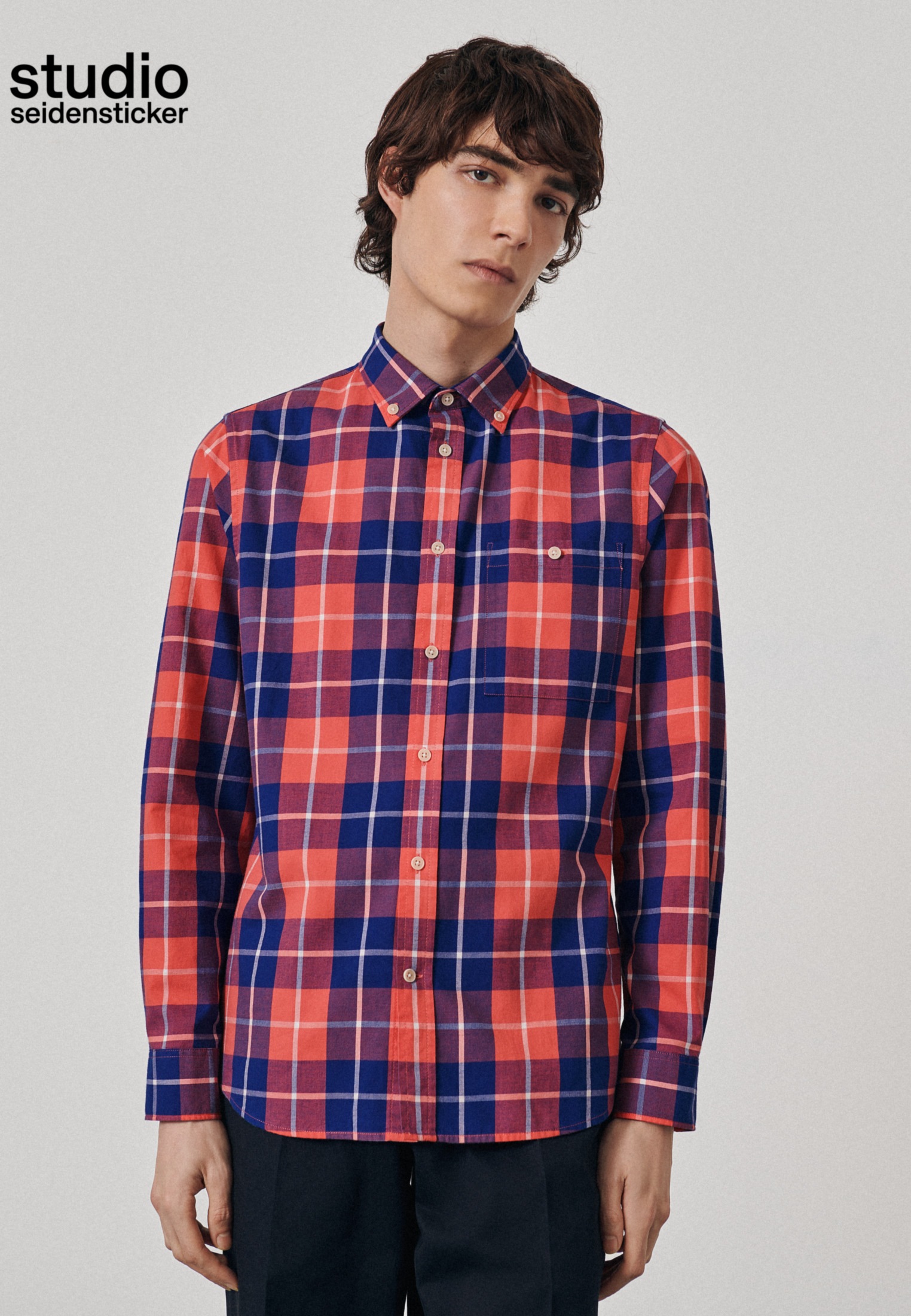 seidensticker Businesshemd »Studio«, Regular Langarm Button-Down-Kragen Karo