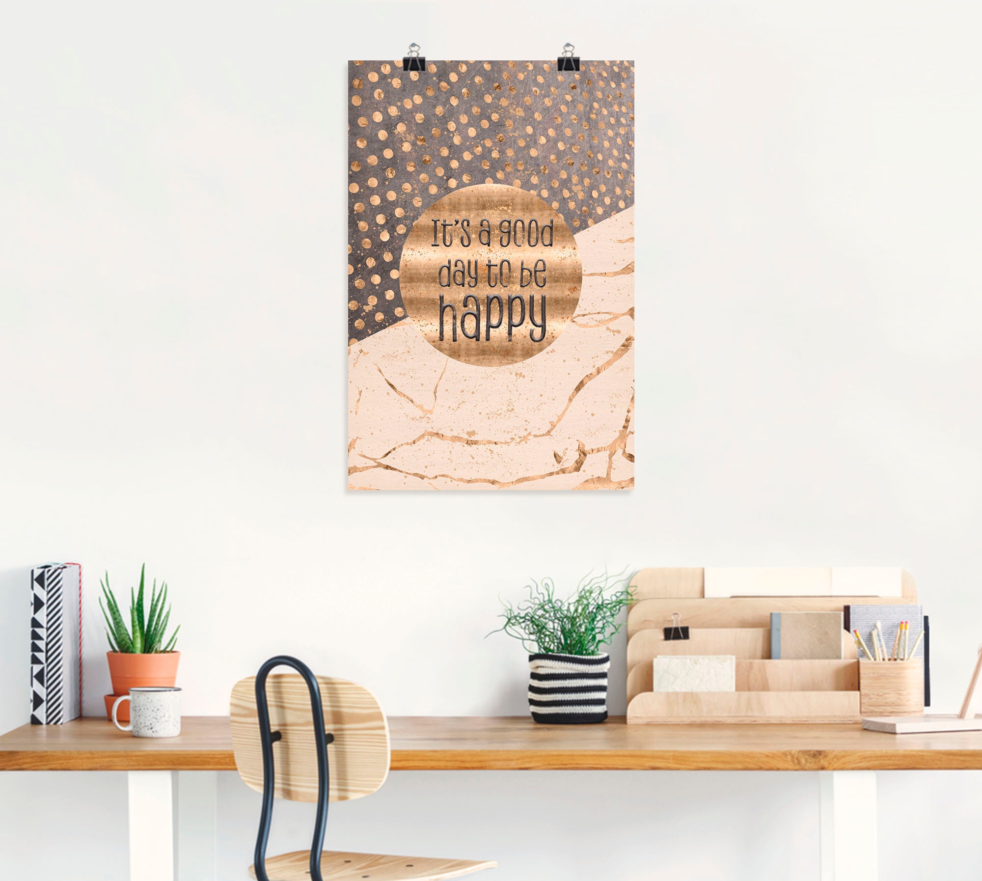 Artland Wandbild »Ein guter Tag um glücklich zu sein«, Sprüche & Texte, (1 St.), als Alubild, Outdoorbild, Leinwandbild, Poster, Wandaufkleber