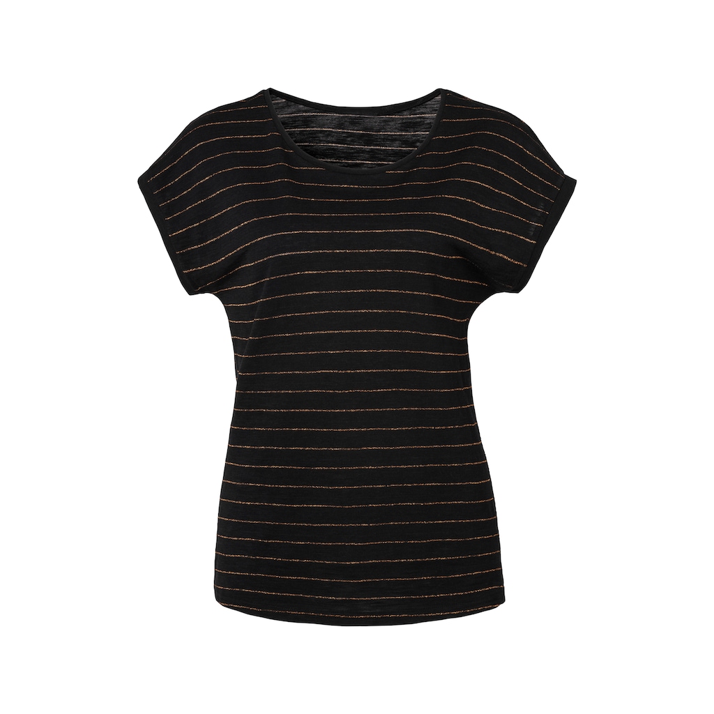 Vivance T-Shirt, (2er-Pack), mit kupferfarbenen Lurex-Streifen