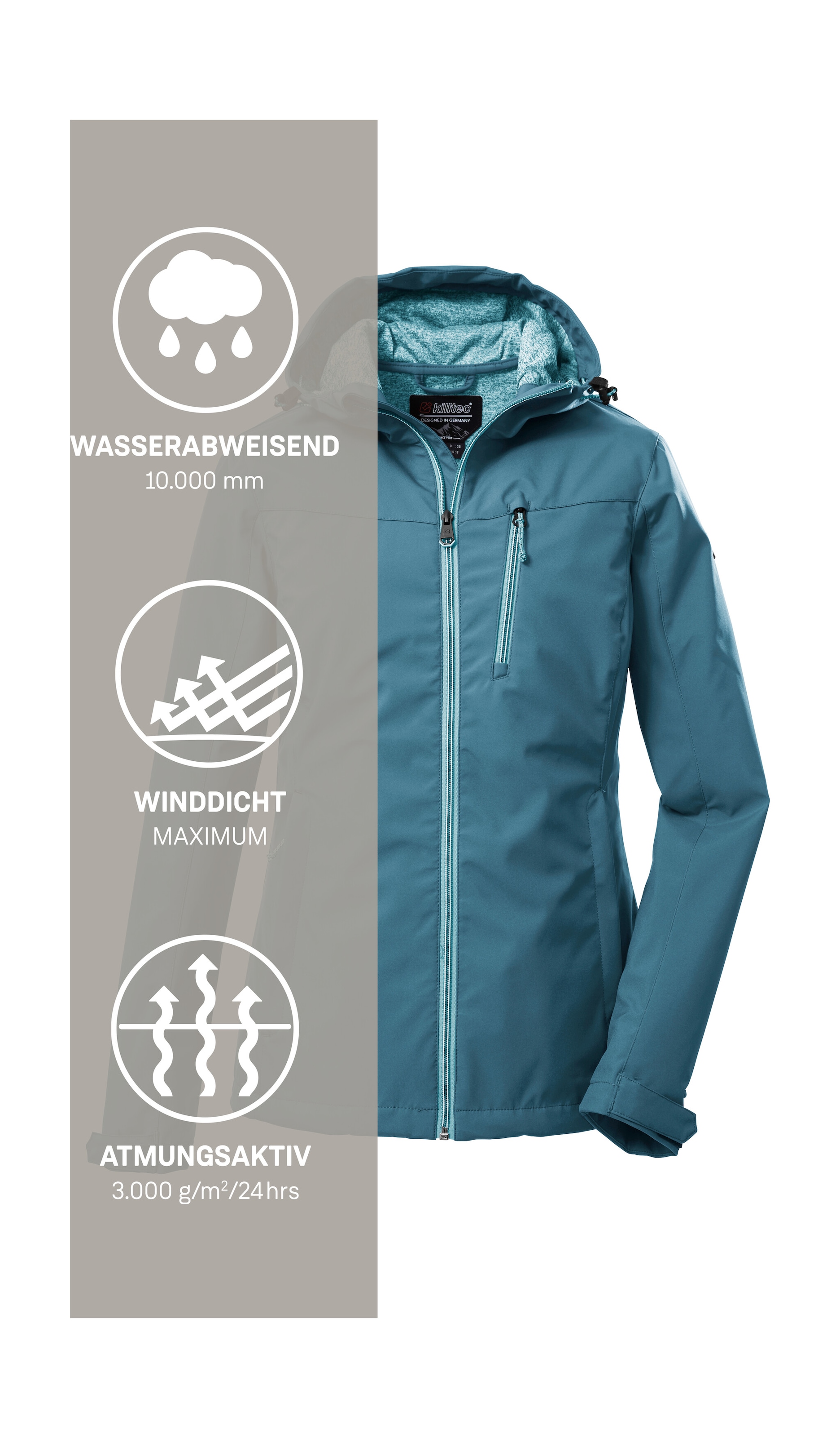 Killtec Softshelljacke »KOS 89 WMN SFTSHLL JCKT« Damen Softshelljacke: Wind-und wasserdicht, atmungsaktiv