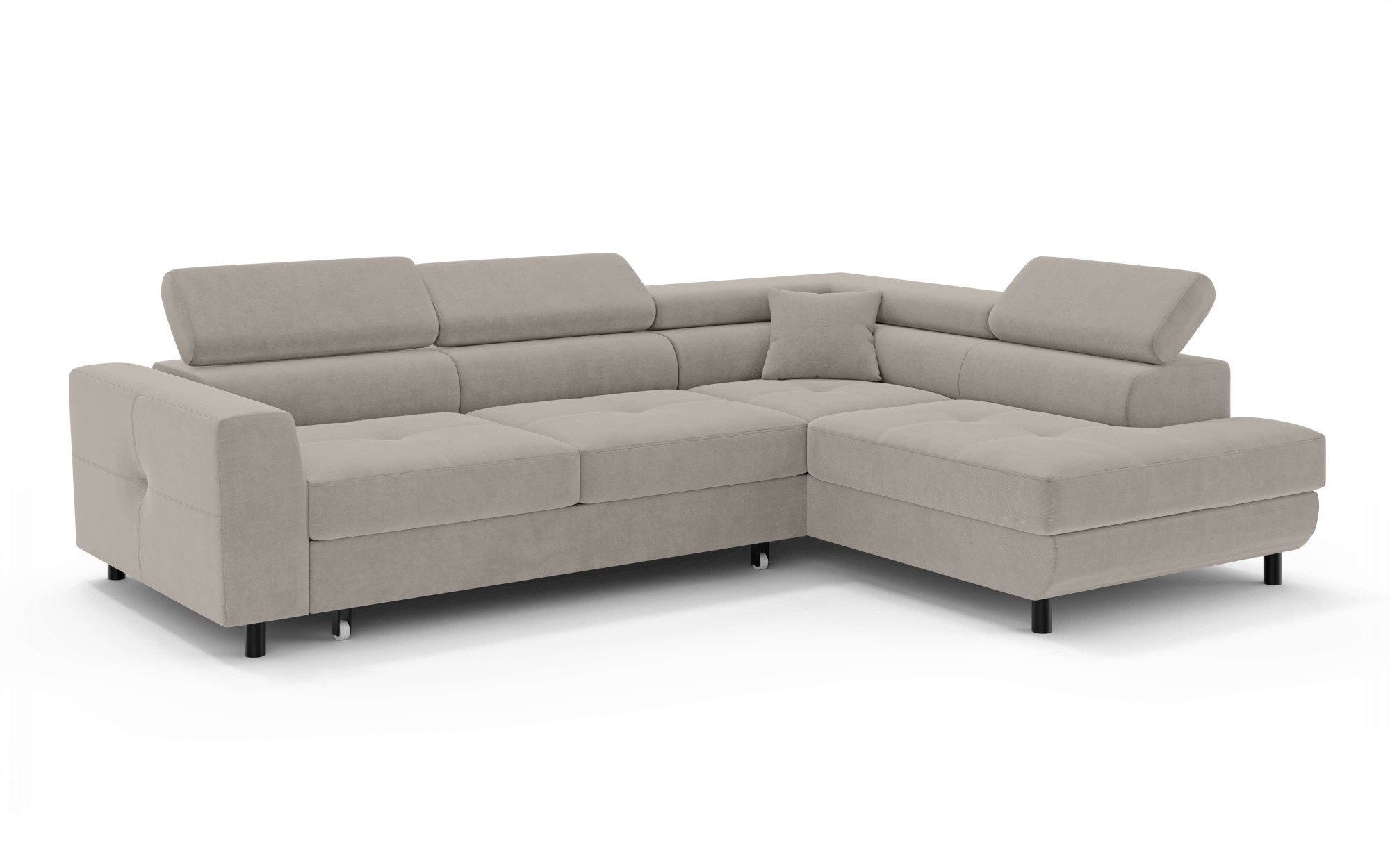 OTTO home Ecksofa »AADEN Schlafsofa mit verstellbaren Kopfstützen, B/T/H: 254/199/90 cm«, mit Bettfunktion und Bettkasten, Ottomane rechts/links bestellbar