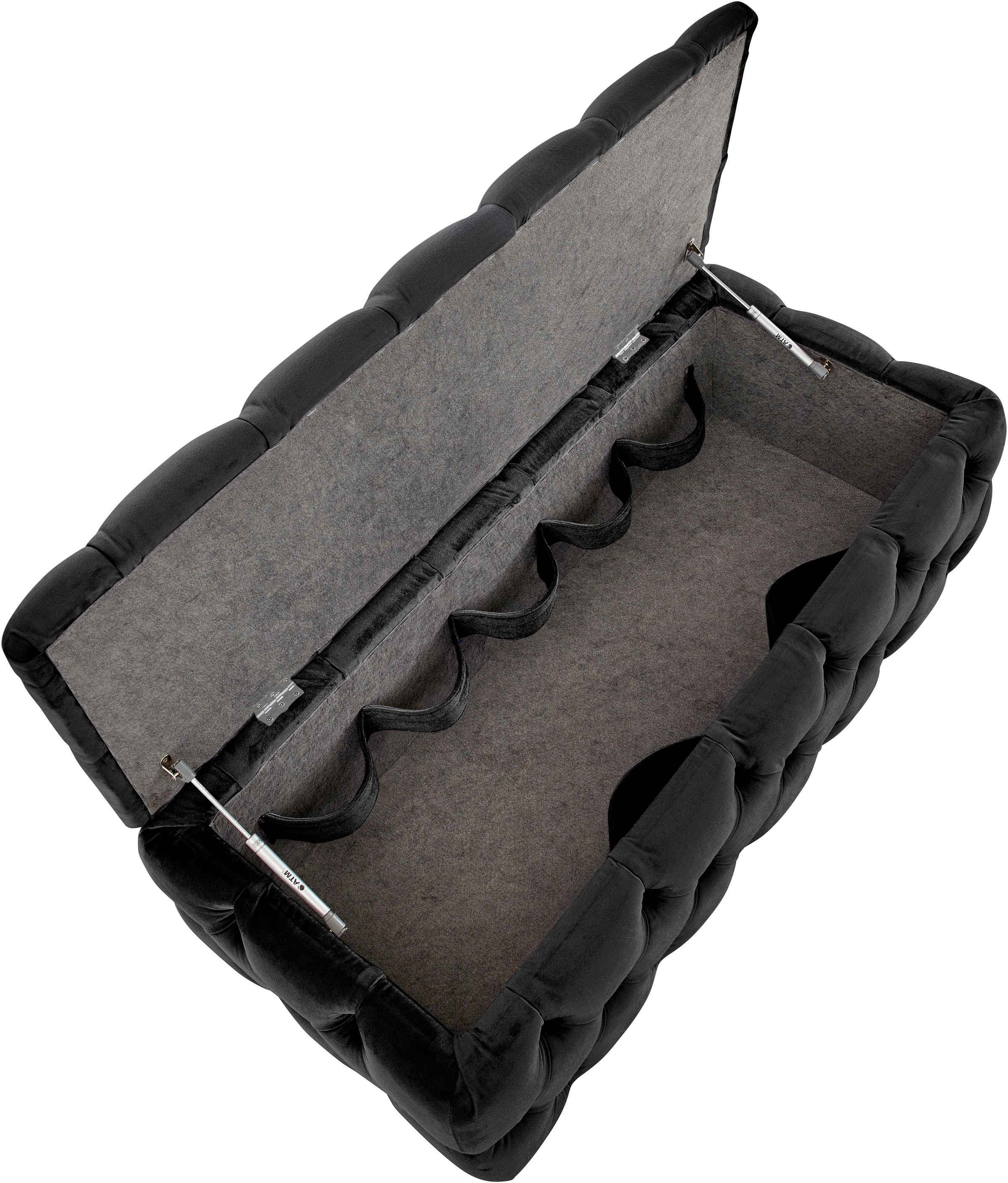 Home affaire Polsterhocker »KALINA, hochwertige Knopfheftung, B/T/H: 120/55/45 cm«, mit Staufach und innenliegenden Laschen zur besseren Aufbewahrung