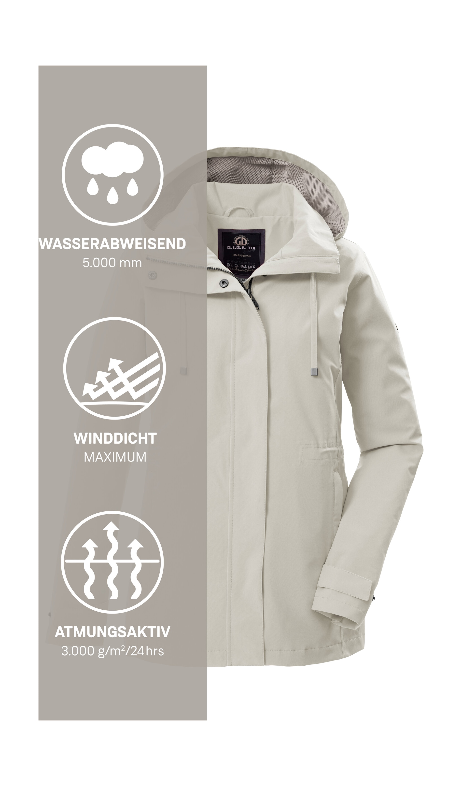 G.I.G.A. DX by killtec Funktionsjacke »GS 106 WMN JCKT« Winddichte, wasserabweisende Damenjacke mit verstellbarer Passform
