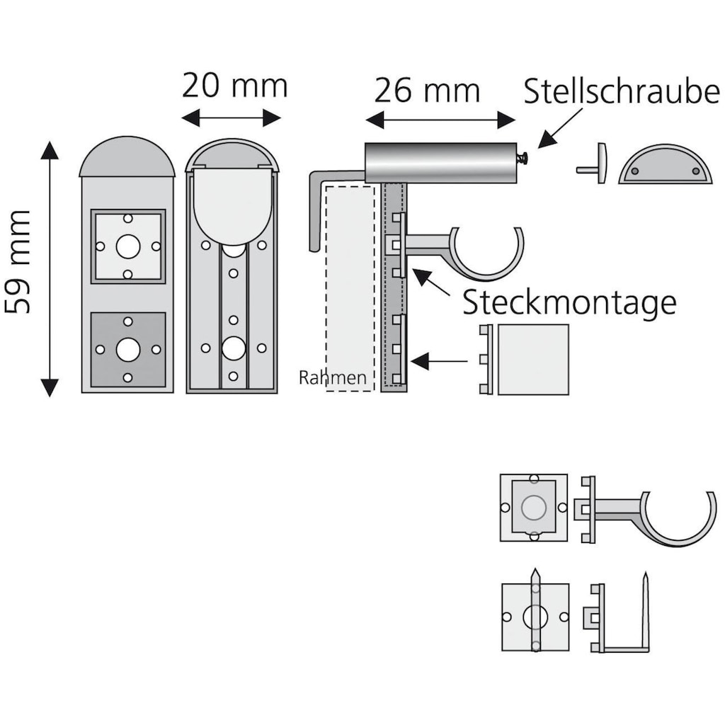 Liedeco Klemmträger, (Set, 2 St.)