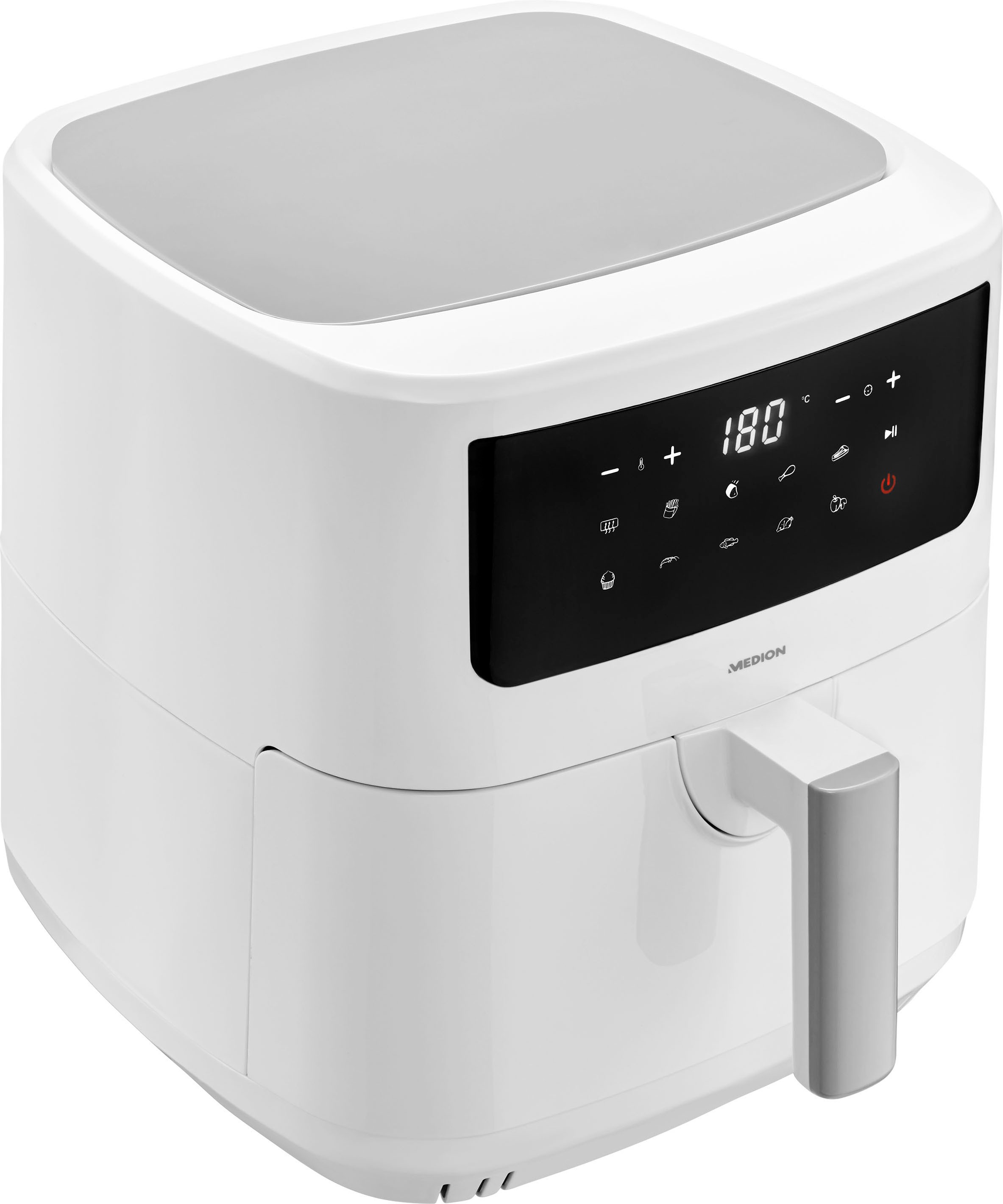 Medion® Heißluftfritteuse »mit 2 Heizelementen MD11750 P10 XL Duo, großer«, 2000 W, Fassungsvermögen 6,8 l, Frittierkorb; Nutzinhalt 6,3 L; Schüttelalarm, 9 Automatikprogramme