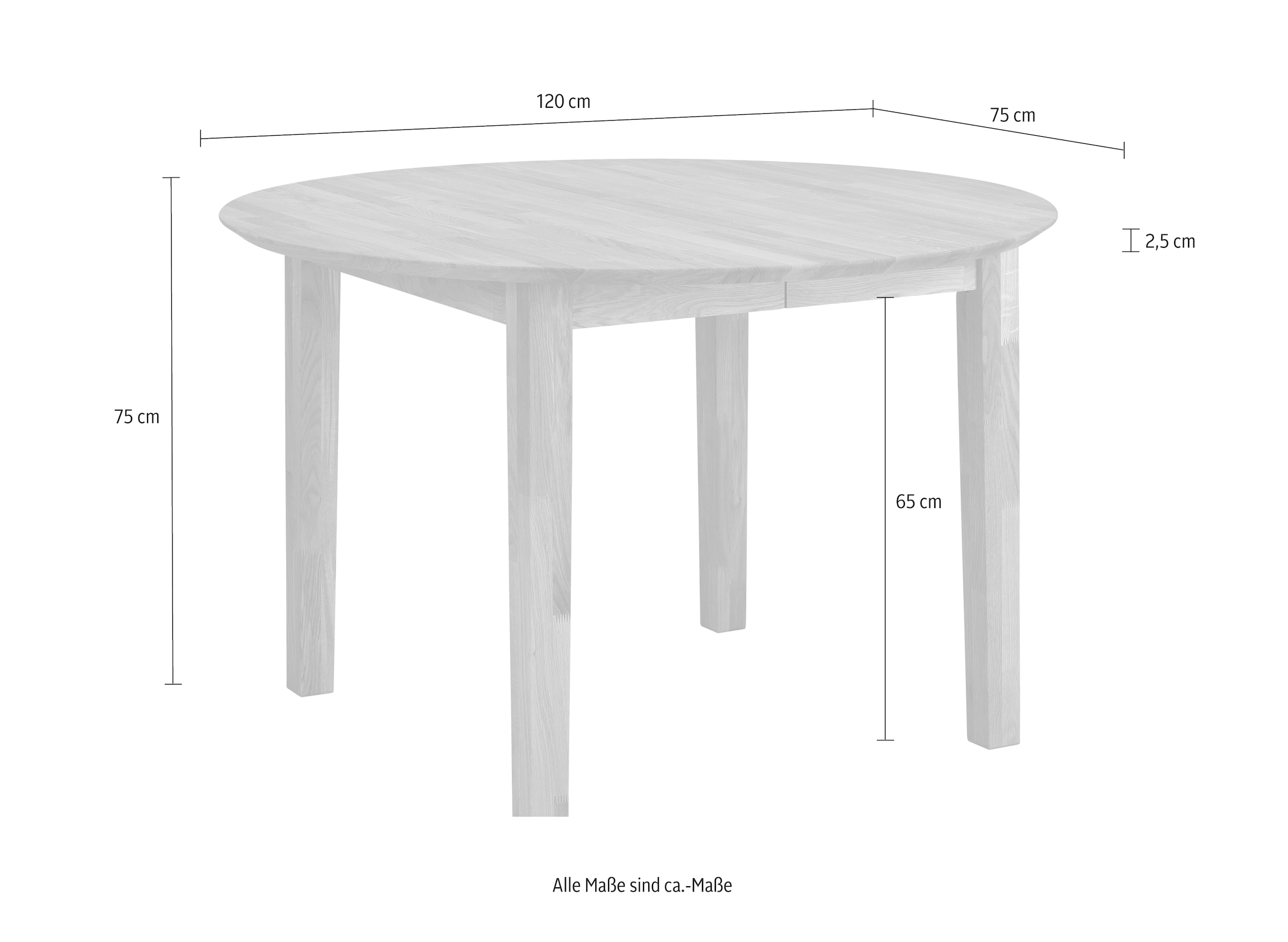 Home affaire Esstisch »Time Massivholz FSC Holztisch«, Durchmesser 120 cm, mit Auszugsfunktion, Küchentisch, Bestseller