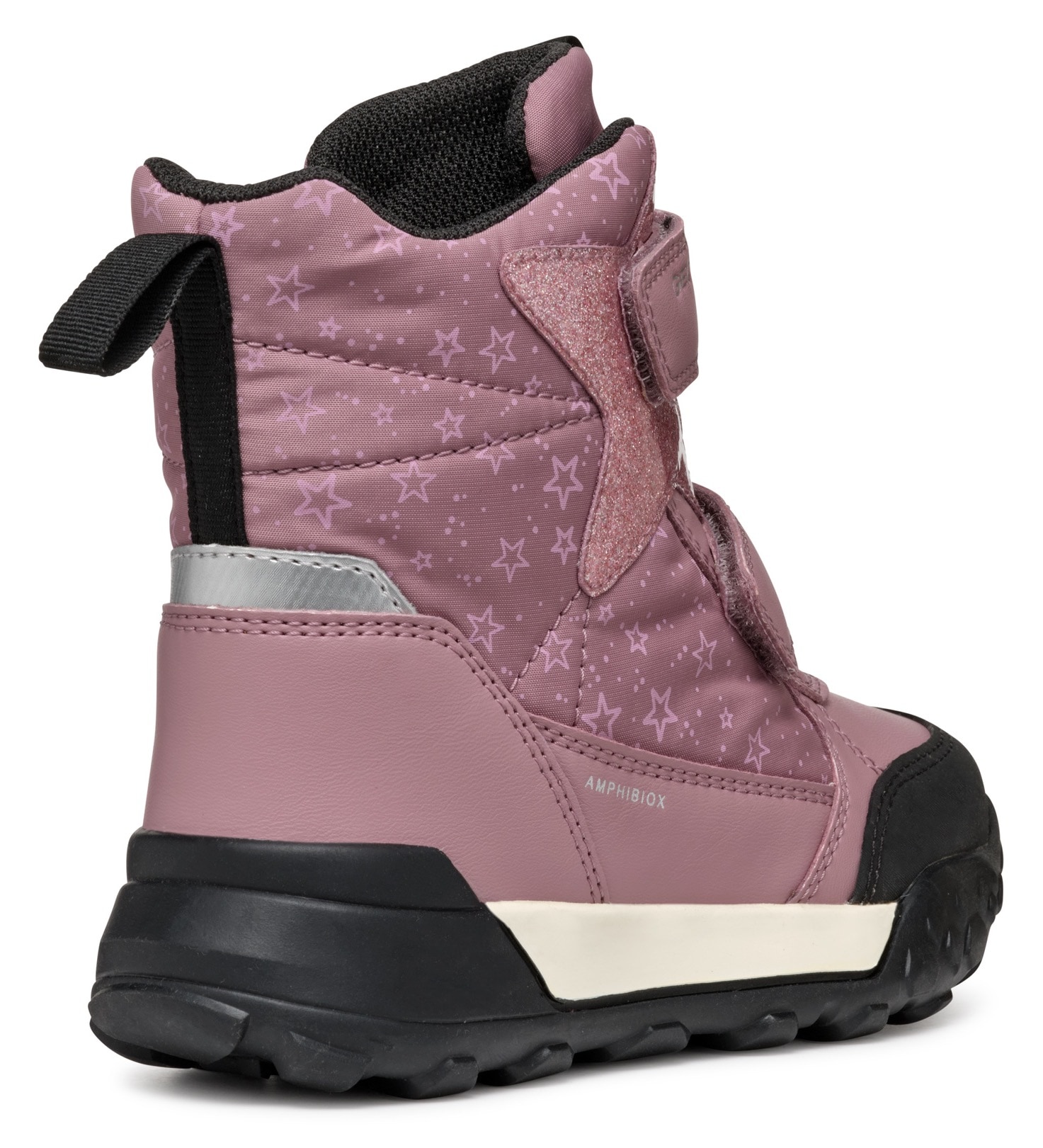 Geox Winterboots »J TREKKYUP GIRL B ABX«, Klettstiefel, Snowboots, Winterstiefel mit Metallic Look