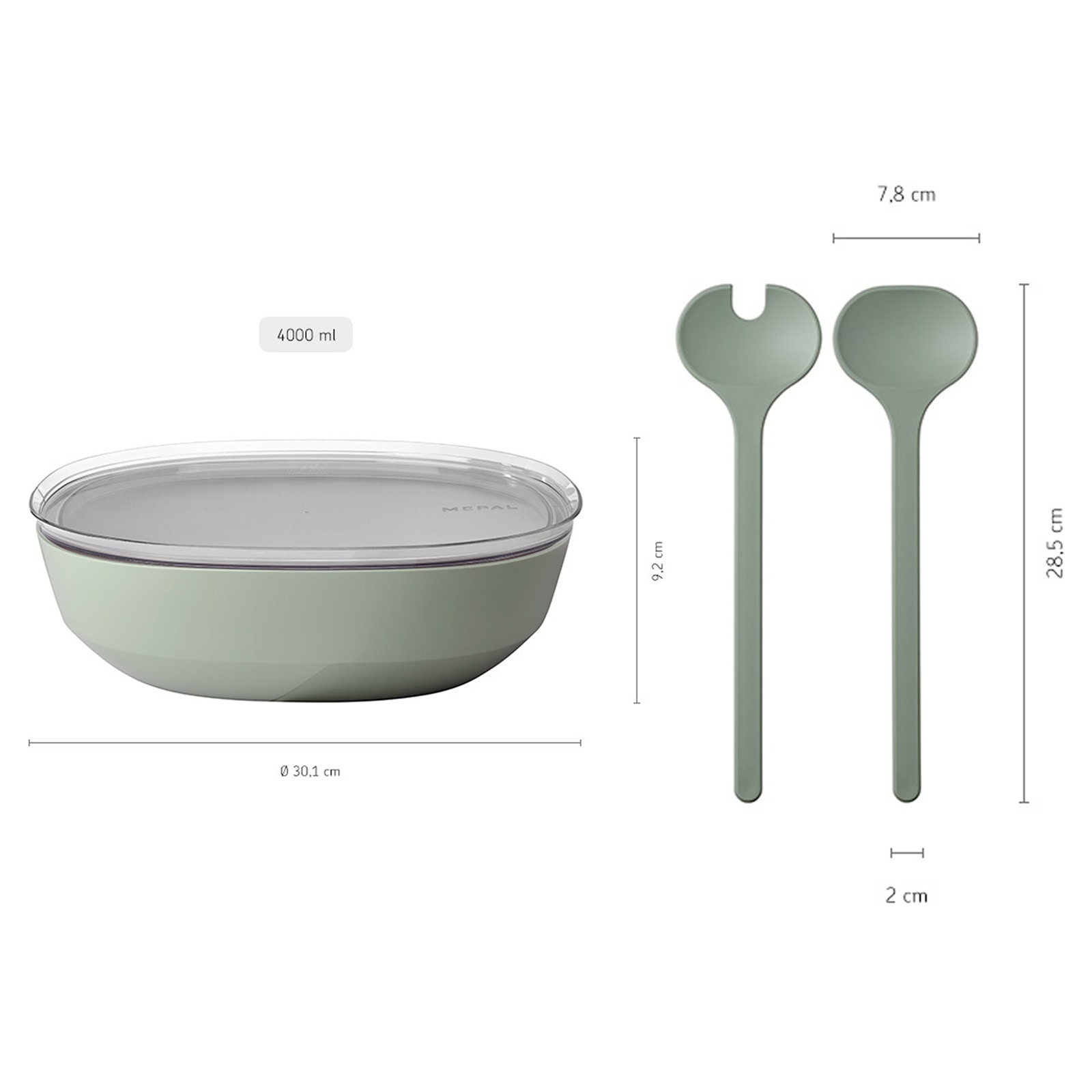 Mepal Schale »Servierschale mit Deckel & Salatbesteck Silueta 4000 ml« 2 tlg.