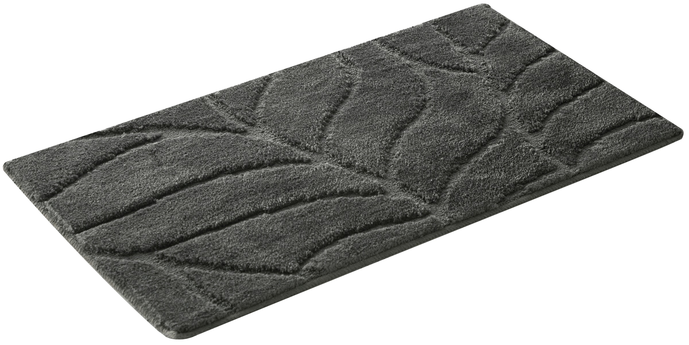 my home Badematte »Epense, Badvorleger, Badezimmer Teppich, Duschvorleger«, rutschhemmend beschichtet, fußbodenheizungsgeeignet-schnell trocknend, Badteppich, Uni Farben, Blätter, Blattstruktur, Hoch-Tief Effekt