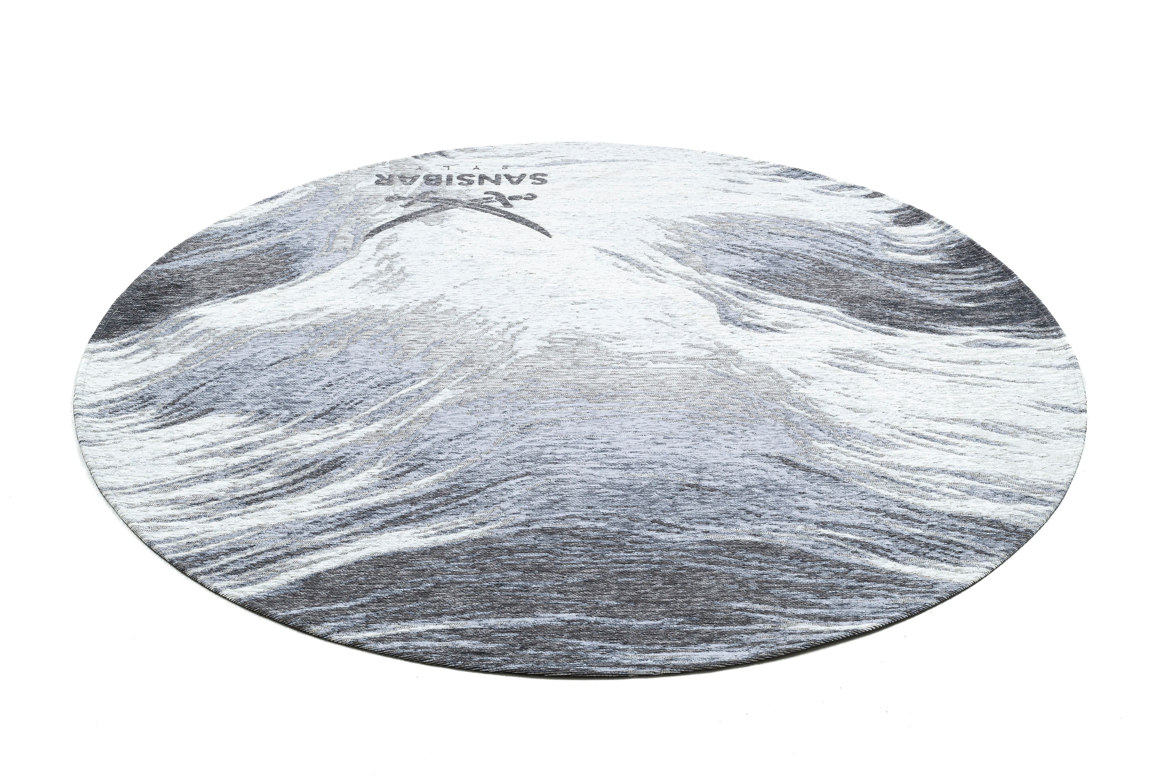 Sansibar Teppich »Keitum 032«, rund, 3 mm Höhe, Flachgewebe, modernes Design, Motiv Brandung & Wellen