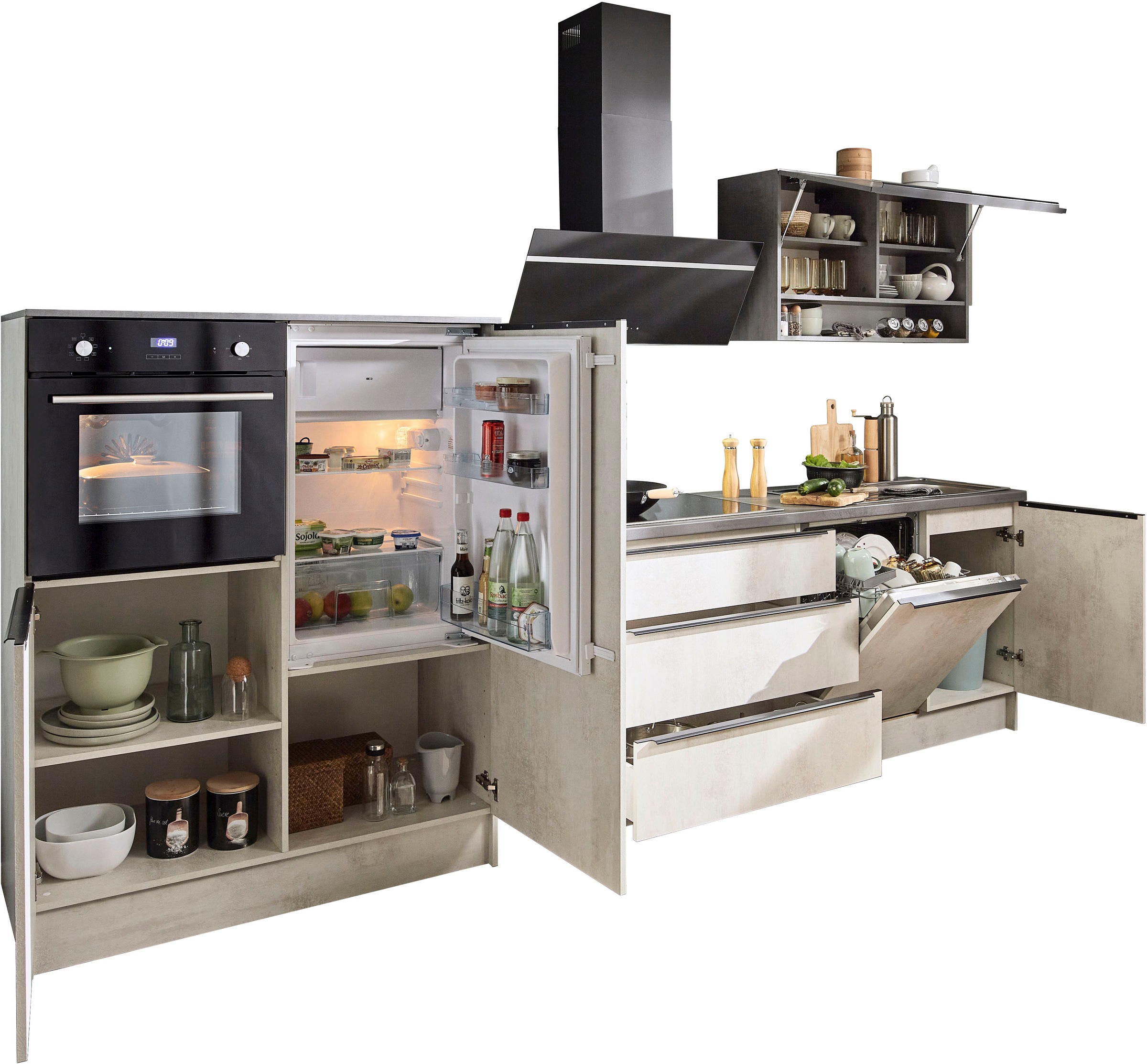 BASIC by Balculina Küchenzeile »Boston«, Breite 200 + 123 cm, wahlweise mit E-Geräten