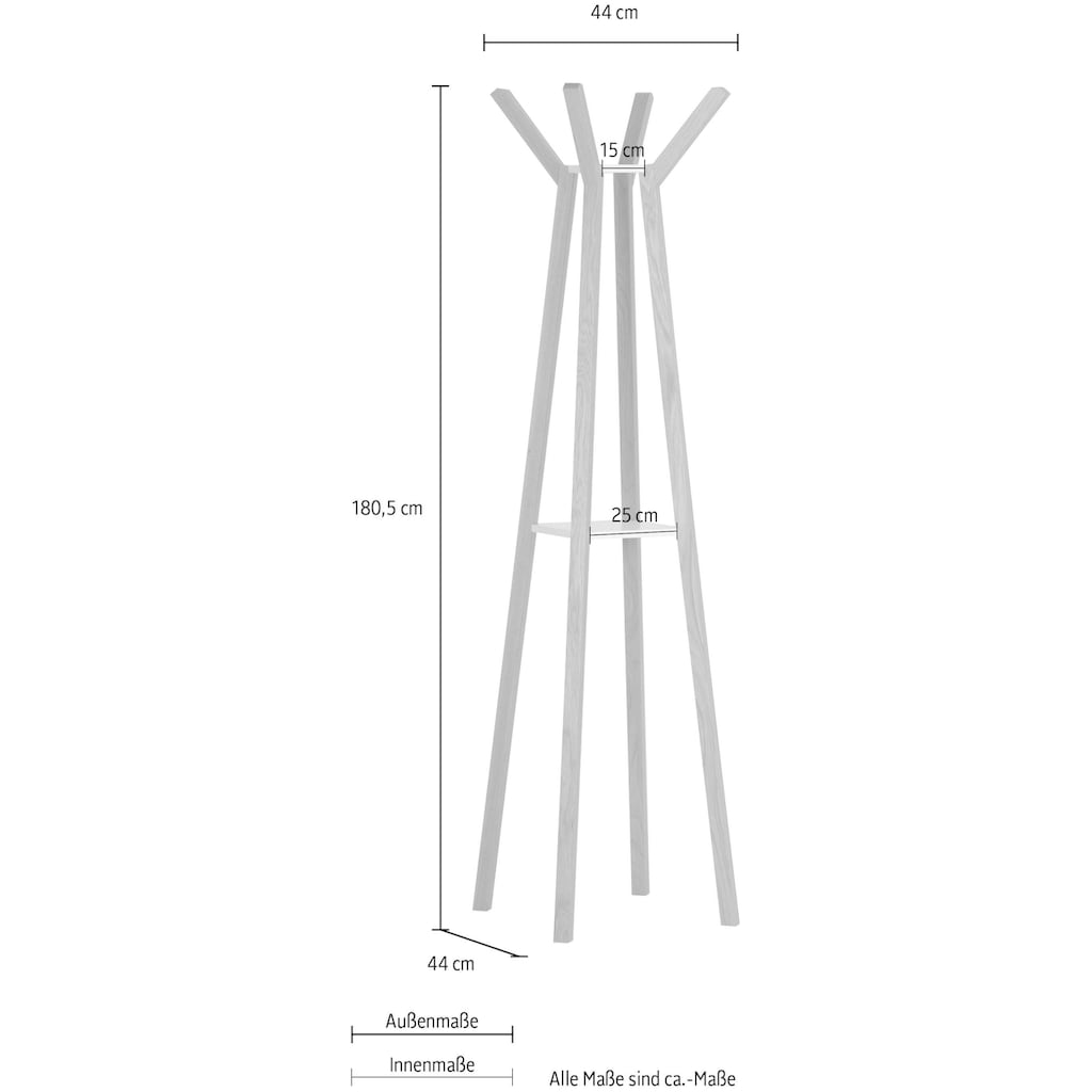 Woodman Garderobe »Monti«, im skandinavian Design, aus massiver Eiche, mit 4 Haken