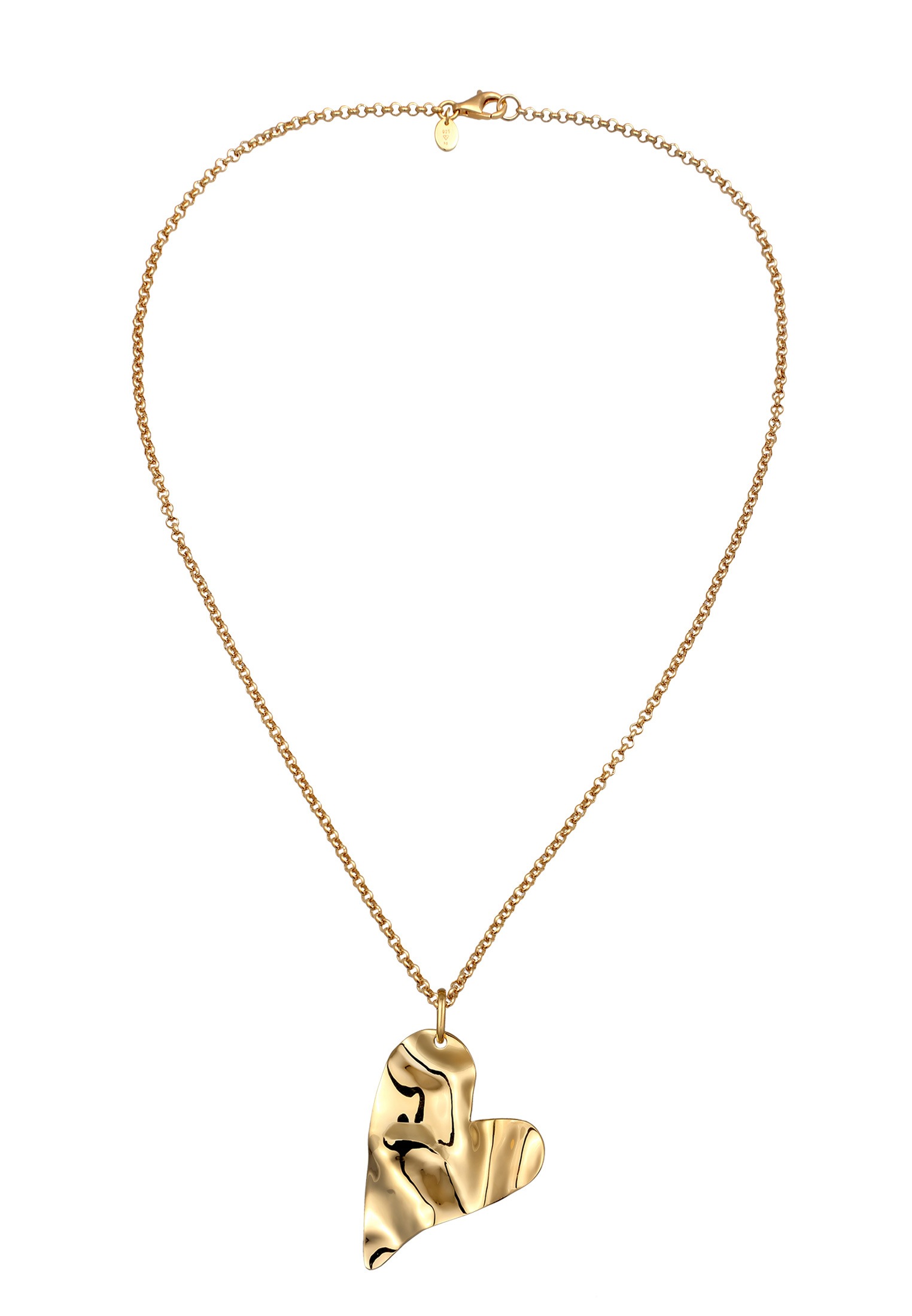 Elli Premium Kette mit Anhänger »Halskette Anhänger Herz 925 Sterling Silber vergoldet«