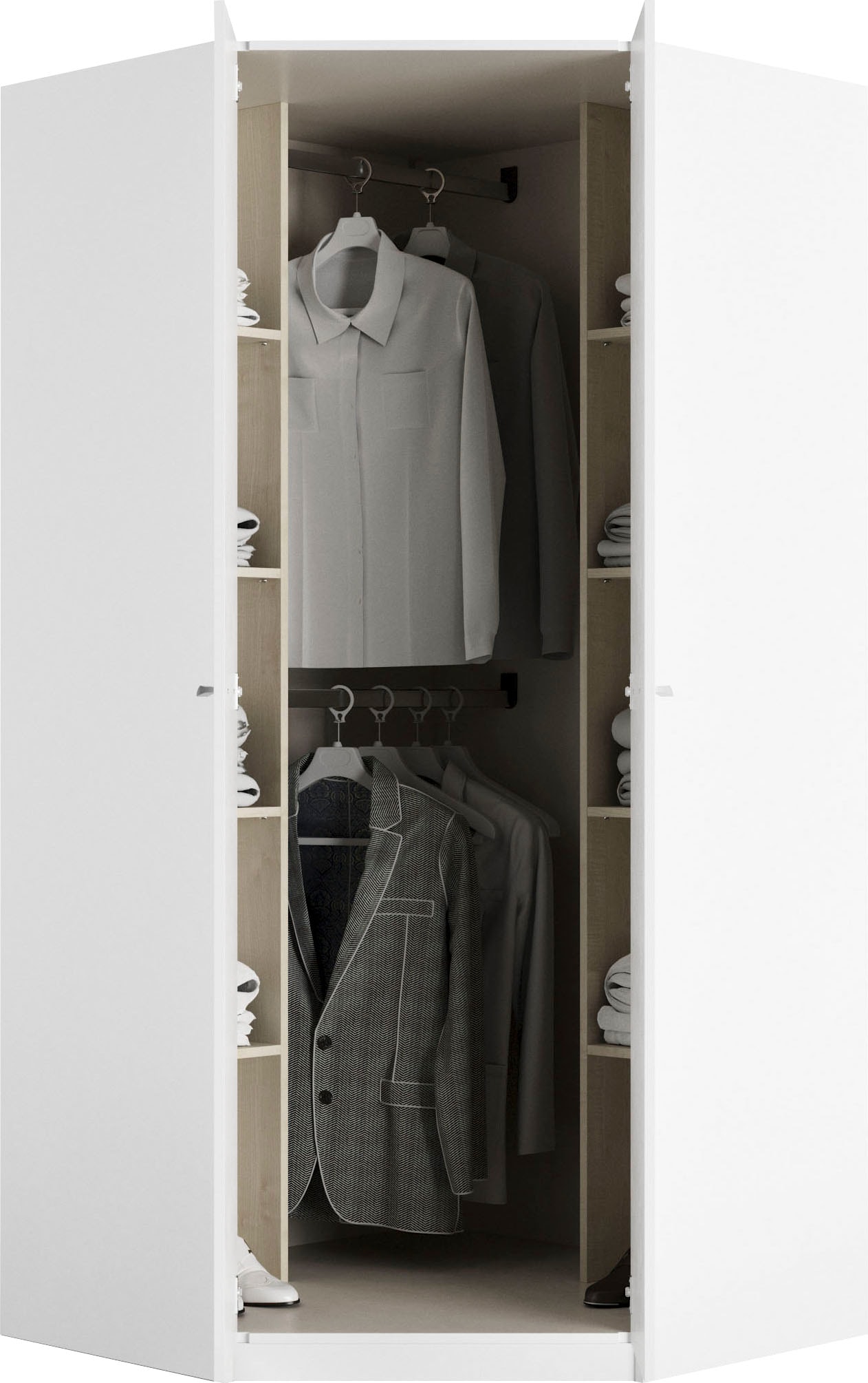 priess Eckkleiderschrank »Barcelona Kleiderschrank Ecklösung Raumwunder«, in 2 Tiefen Schrank Eckschrank Garderobe