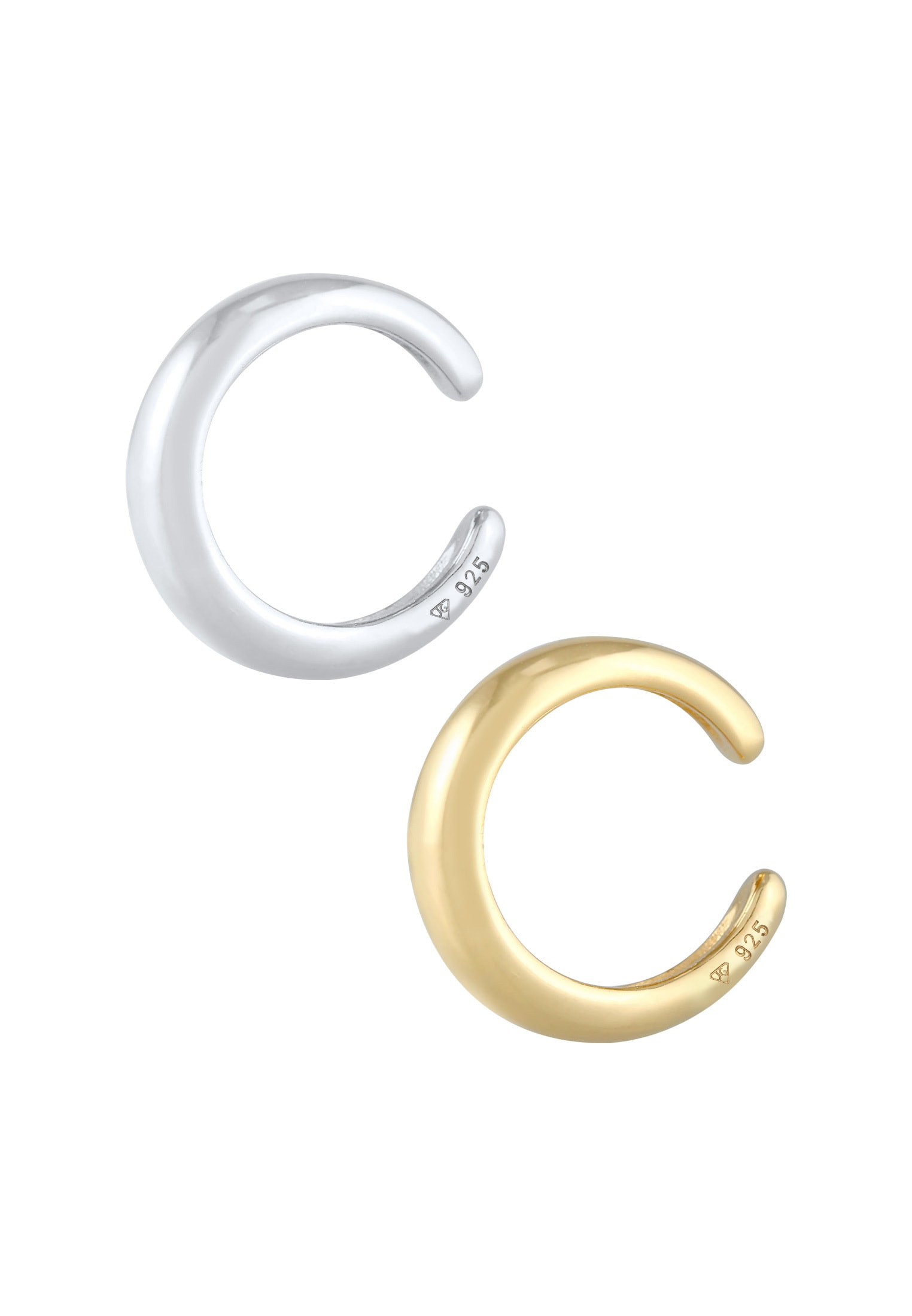 Elli Schmuckset »Ohrringe Earcuff Set Bi-Color Rund Gewölbt 925 Silber«