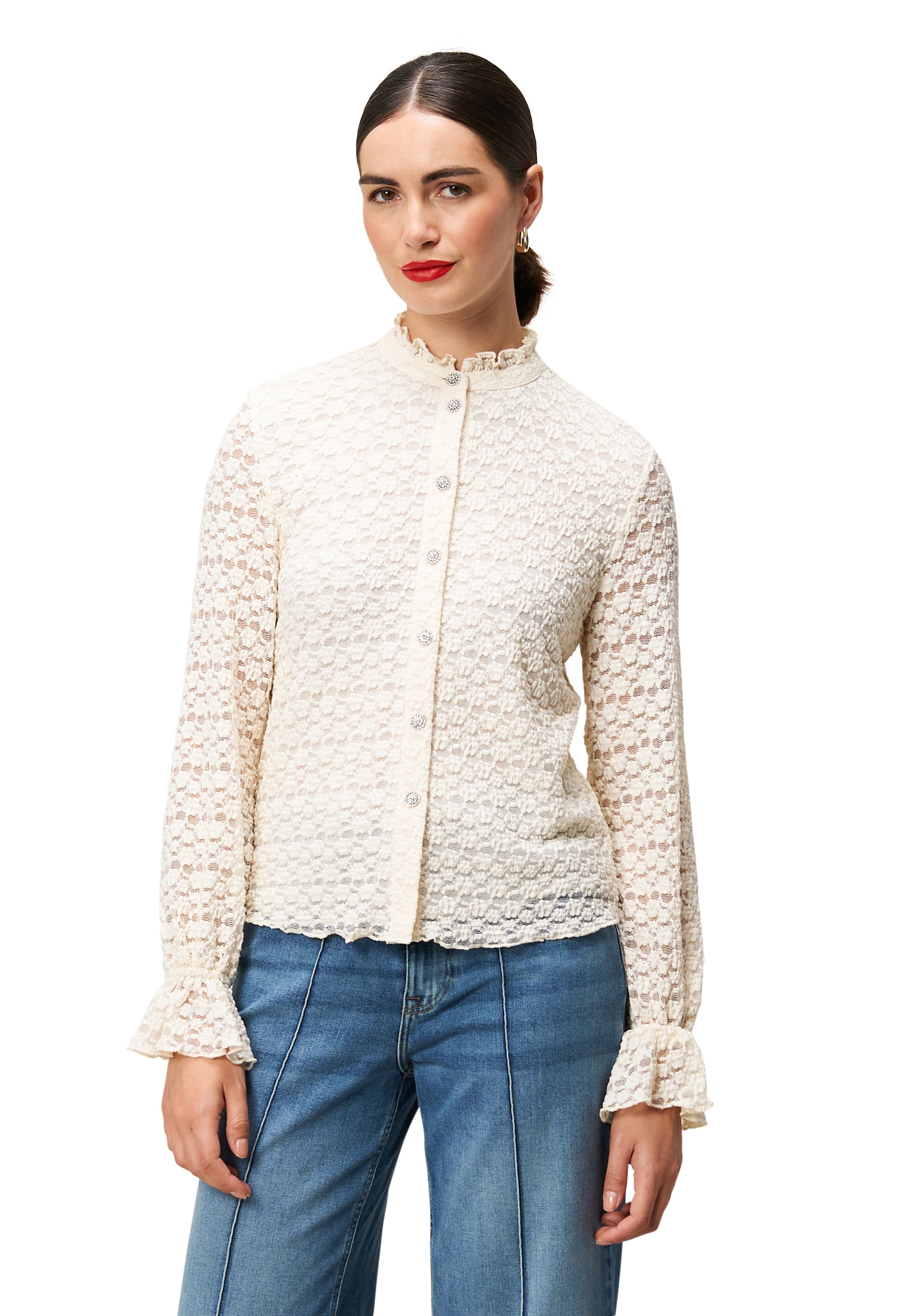 Zero Spitzenbluse »Spitzenbluse mit Knopfleiste«