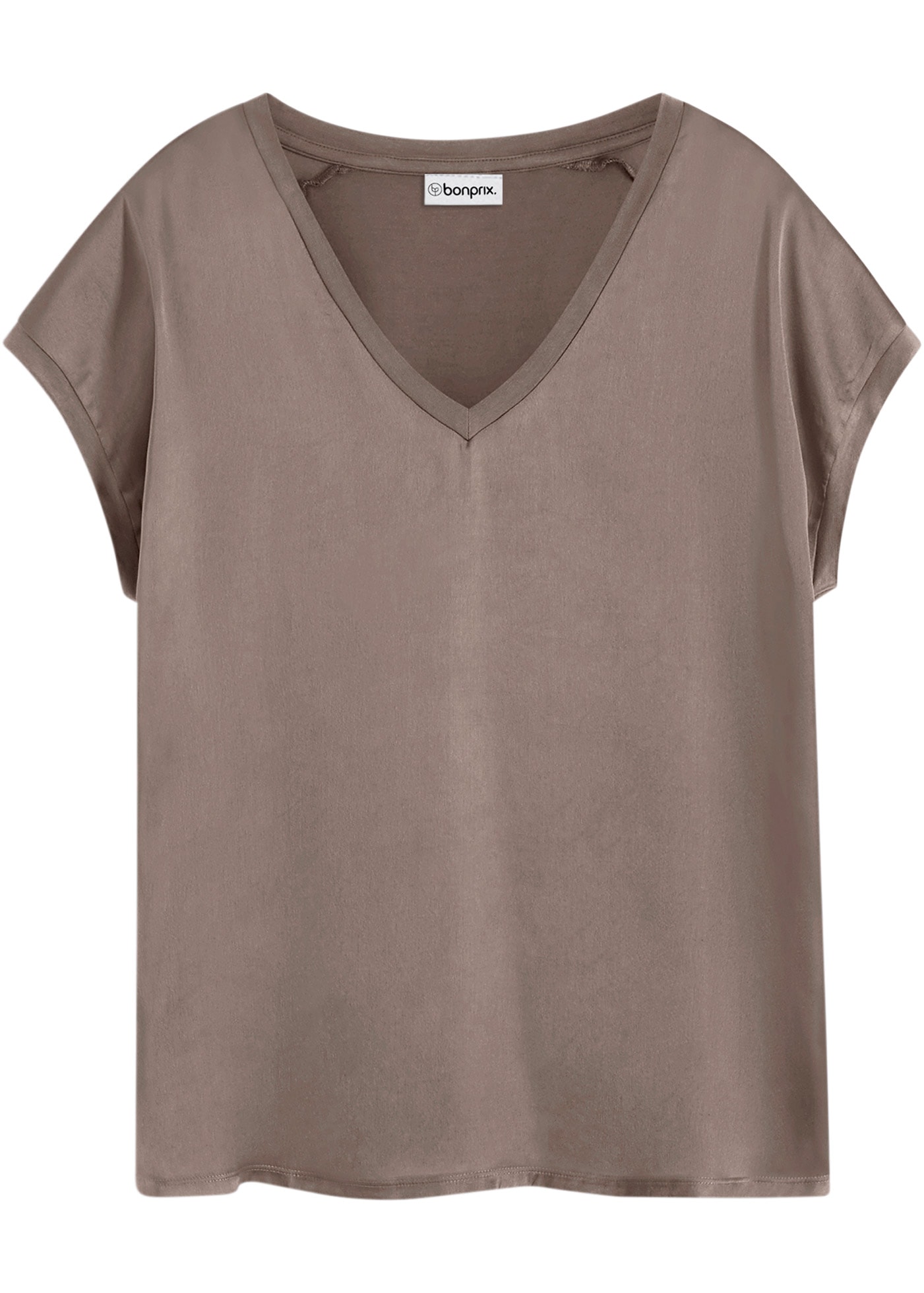bonprix Blusenshirt Oversize Passform, Kurzarm, Vorderteil aus Satin
