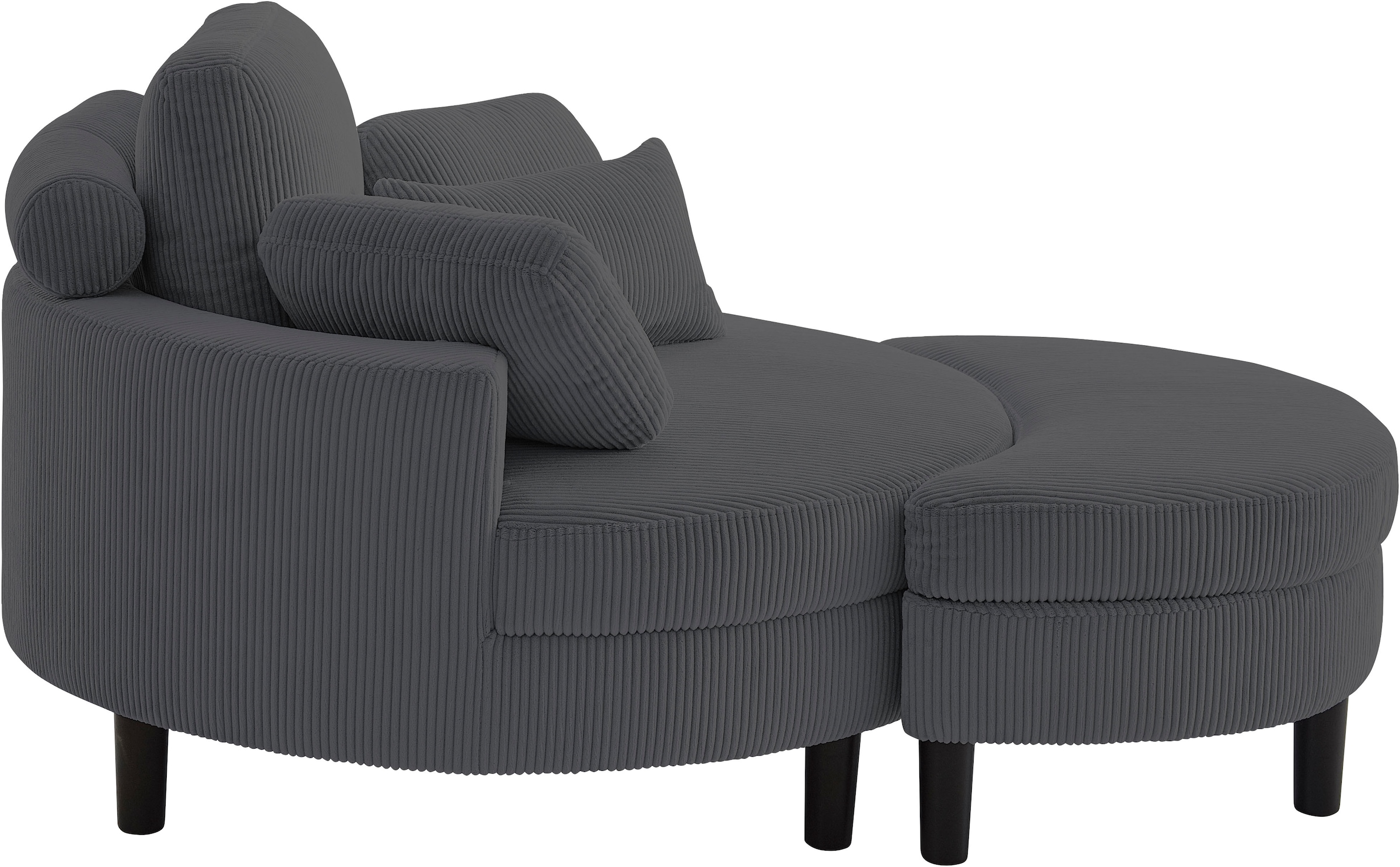 ATLANTIC home collection Loveseat »Ravi«, XXL- Sessel, inklusive Stauraumhocker, Rückenkissen & drei Zierkissen