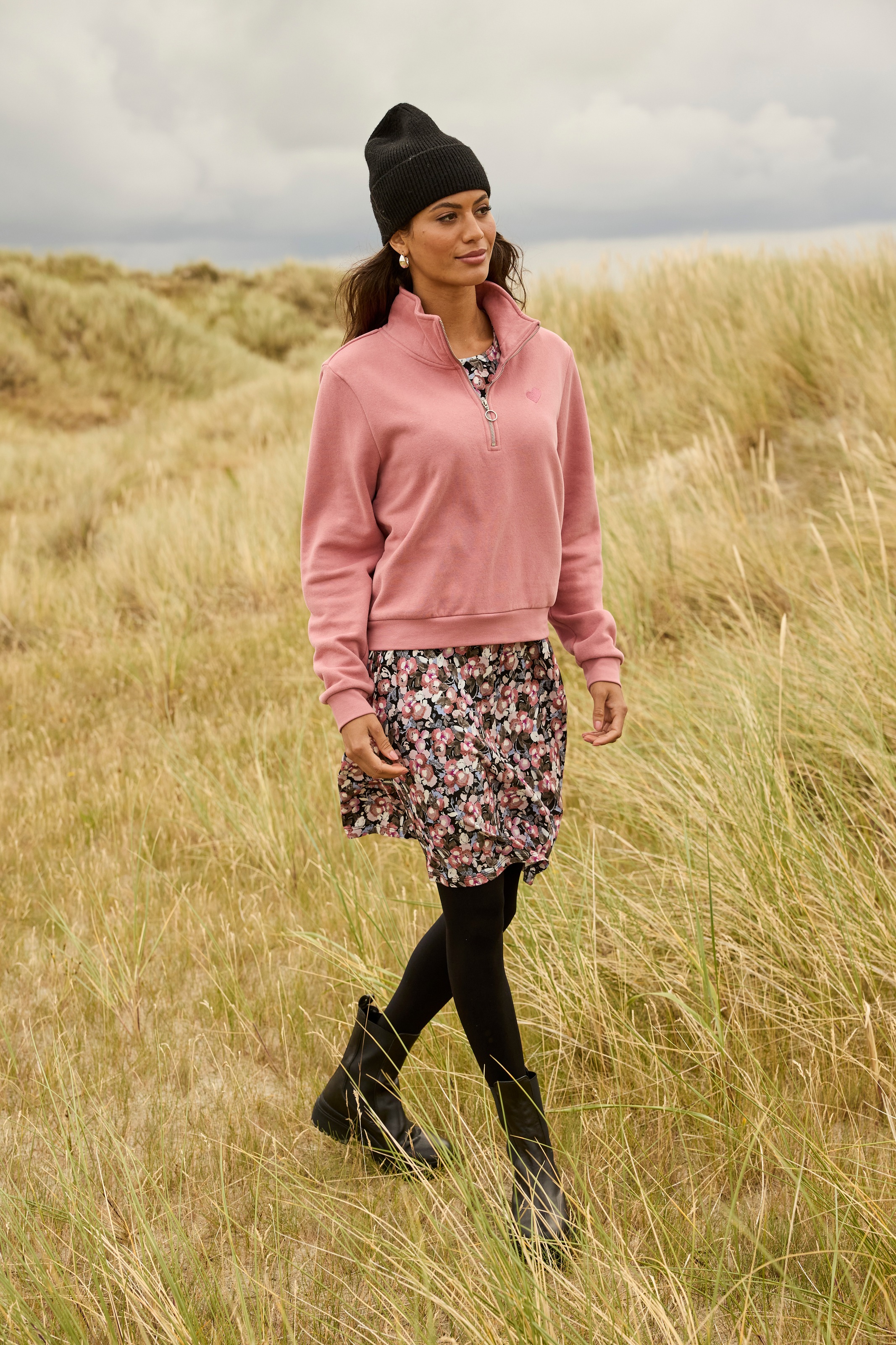 Laura Scott Jerseykleid Ohne Taschen sportlich-feminin mit floralem Allovermuster - NEUE KOLLEKTION