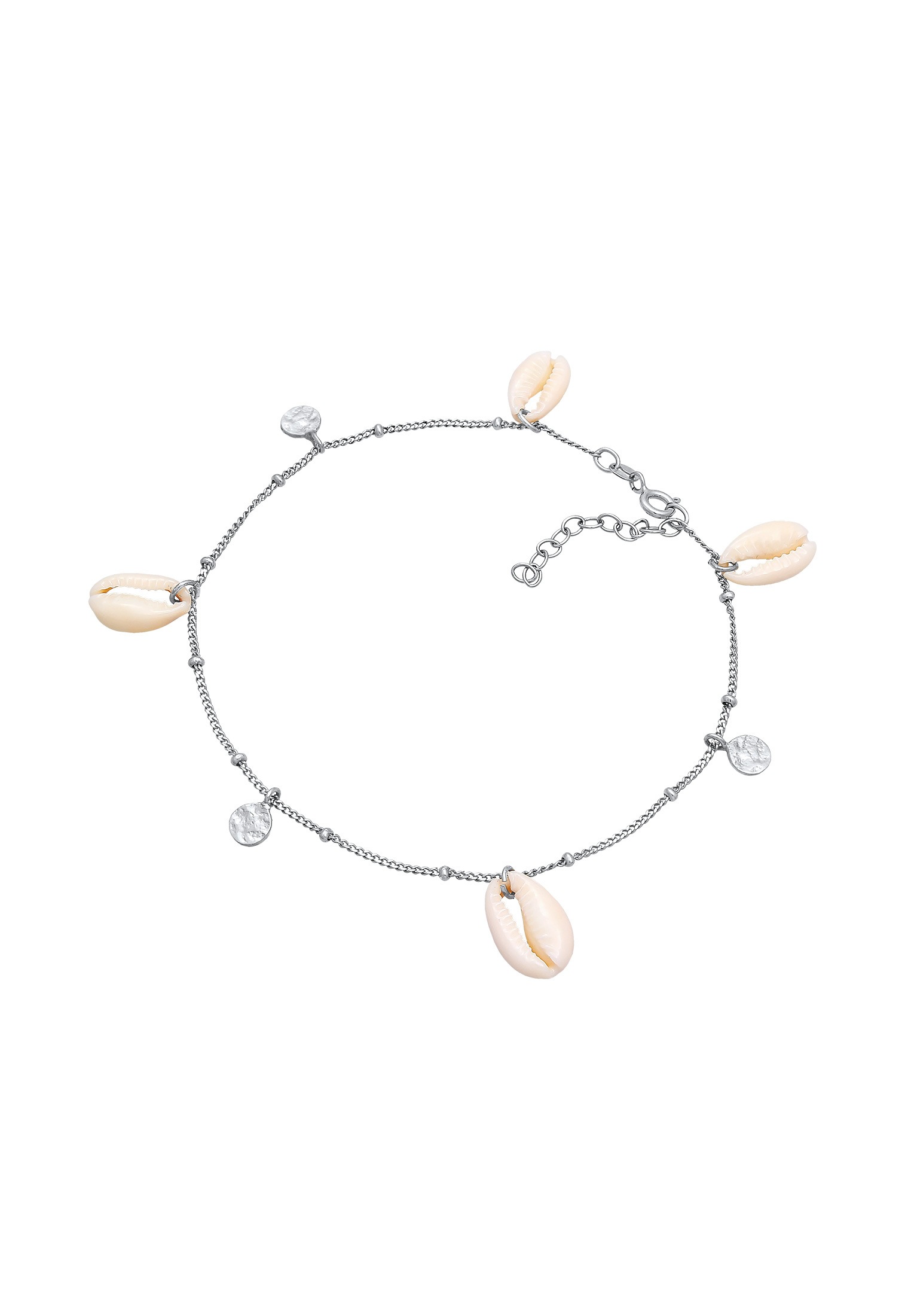 Elli Fußkette »Fußschmuck Plättchen Kauri Muschel Maritim 925 Silber«