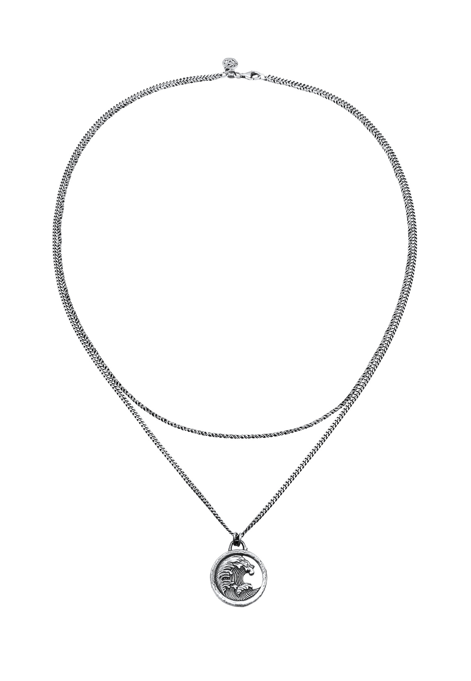 HAZE & GLORY Silberkette »Halskette Layer Münze - Tide Welle Maritim 925 Silber«