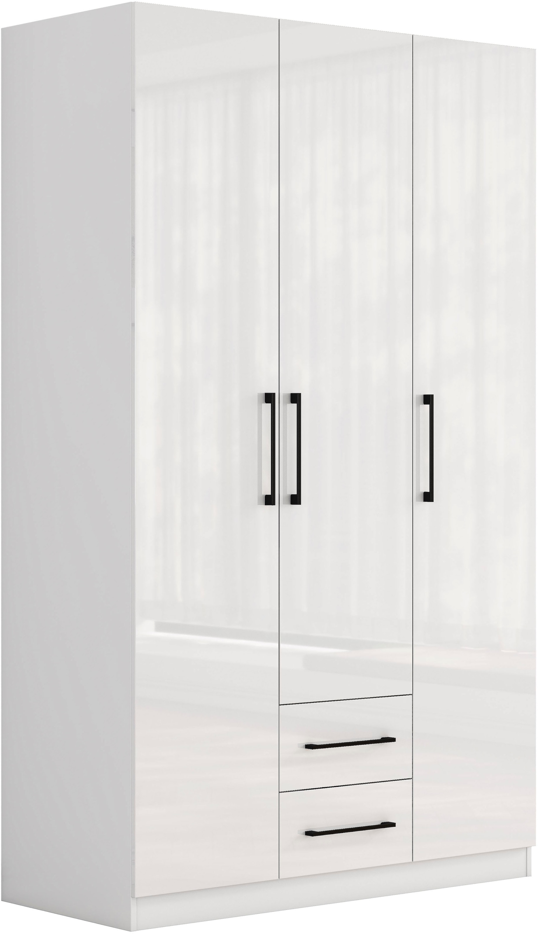 OTTO home Kleiderschrank »Sylt Schlafzimmerschrank Garderobe Schrank hochglanz« hochwertige schwarze Metallgriffe,  Drehtürenschrank mit perfekter Innenausstattung, Breite 120cm