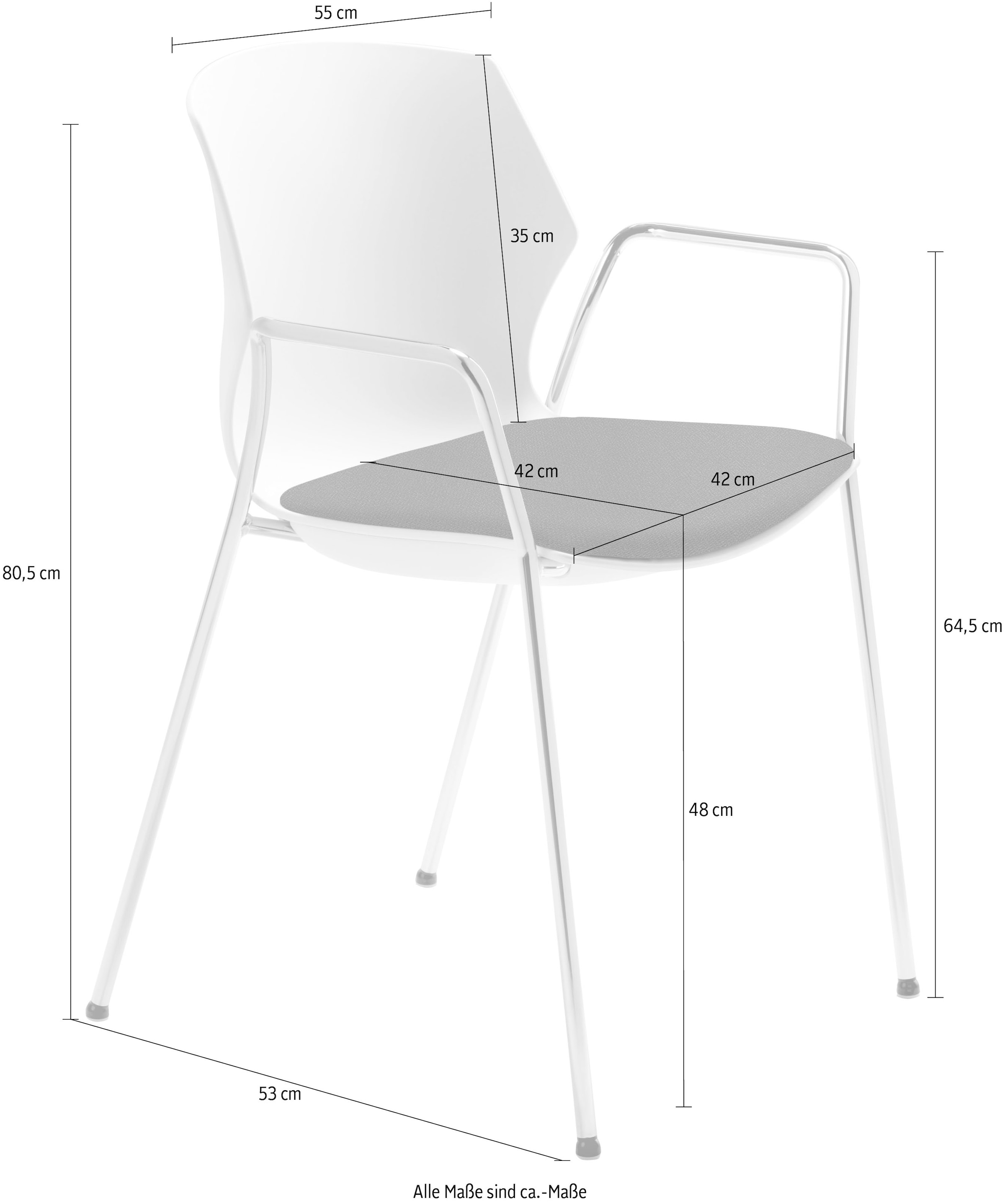 Mayer Sitzmöbel Stapelstuhl »Stapelstuhl myPRIMO«, (Packung), Polyester, stapelbar