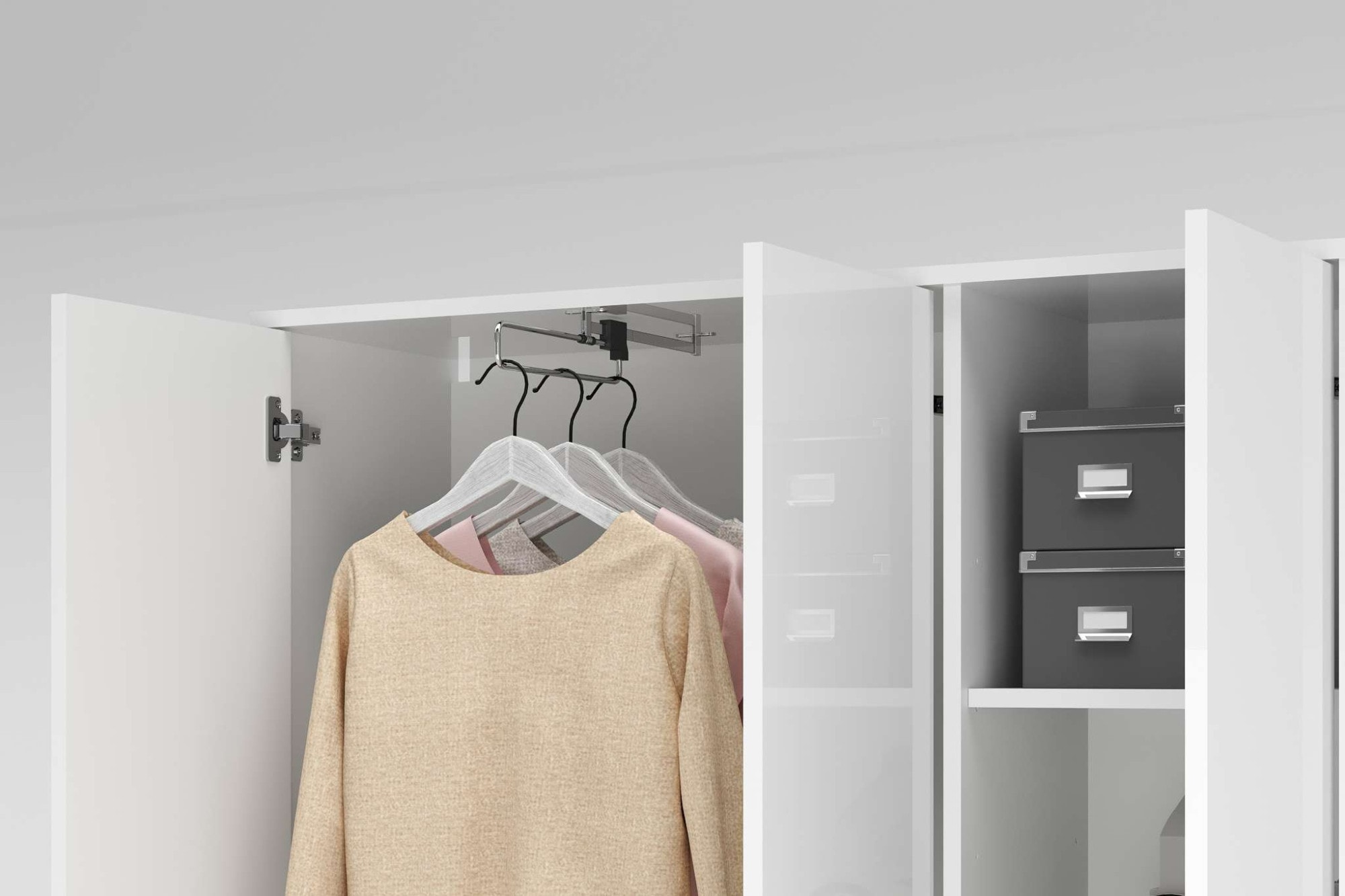 INOSIGN Mehrzweckschrank »Stauraumschrank , Breite 107 cm , Höhe 178 cm« 1 Stk. tlg. 3 Türen,1 kl.+3 große Böden,1 Auszugsstange,Schrank Hochglanz lackiert