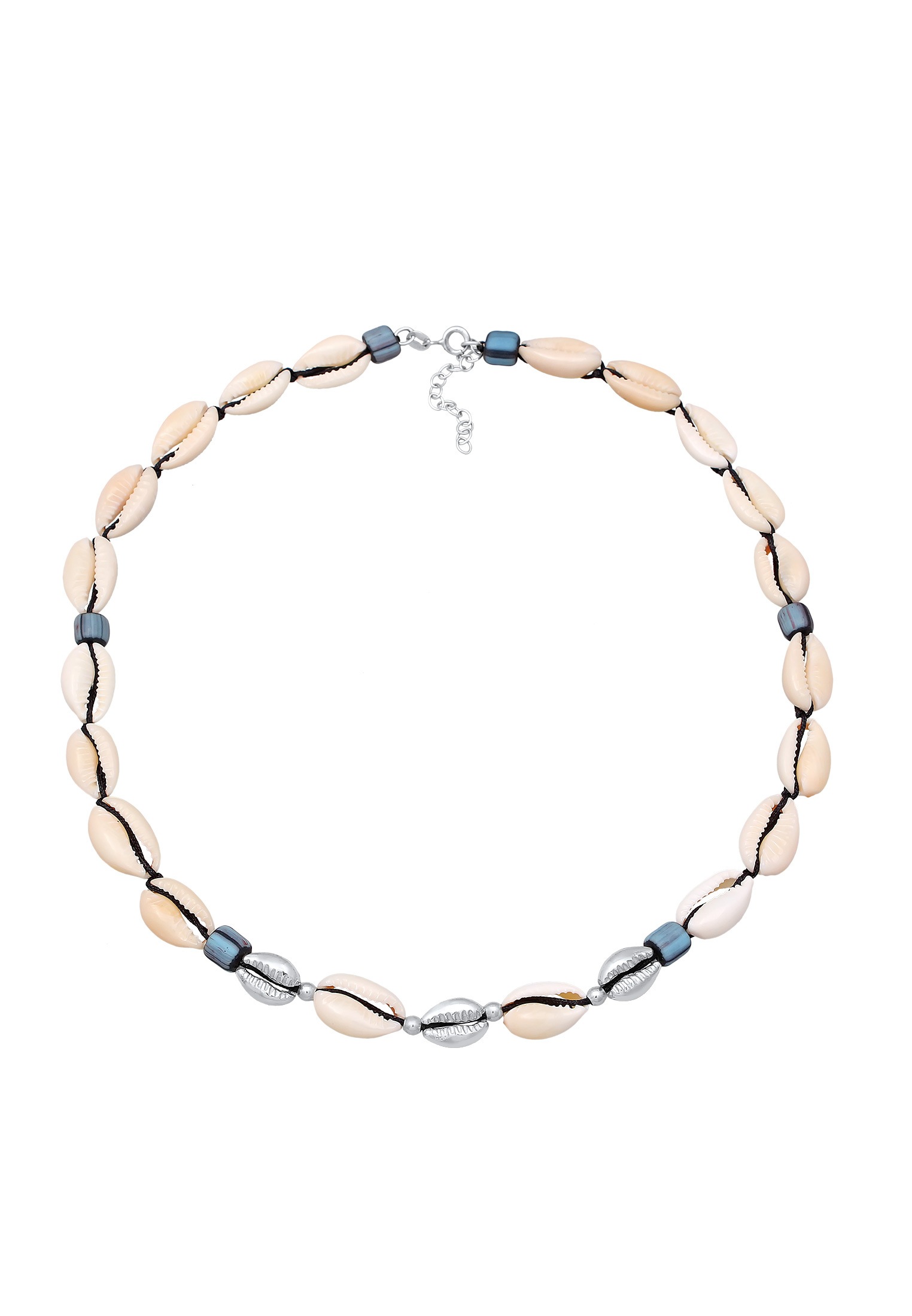 Elli Choker »Halskette Kauri Muschel Glas Beads Surfer Style 925 Silber«