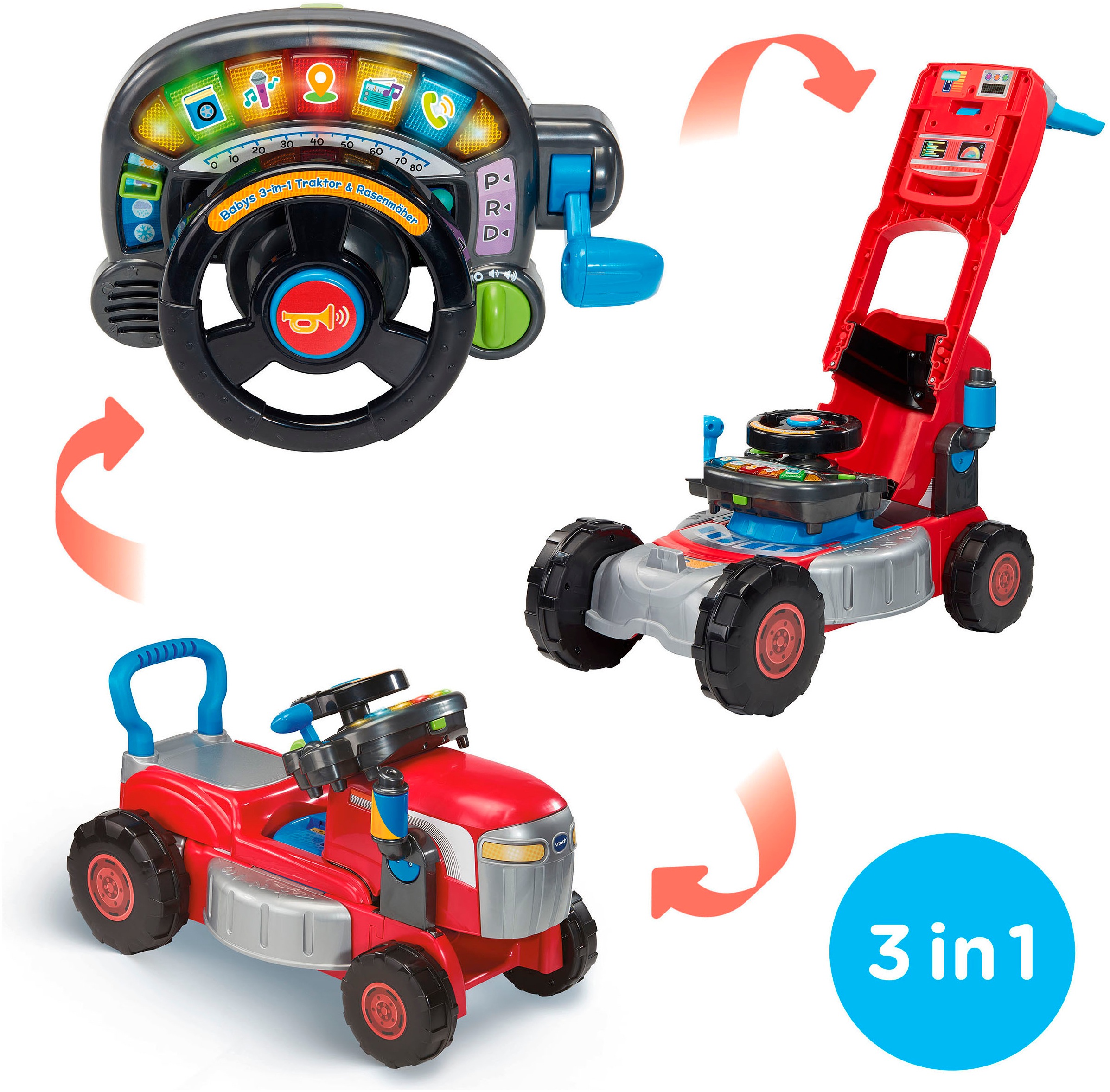 Vtech Lernspielzeug »Babys 3-in-1 Traktor & Rasenmäher« in bunt, Größe 0