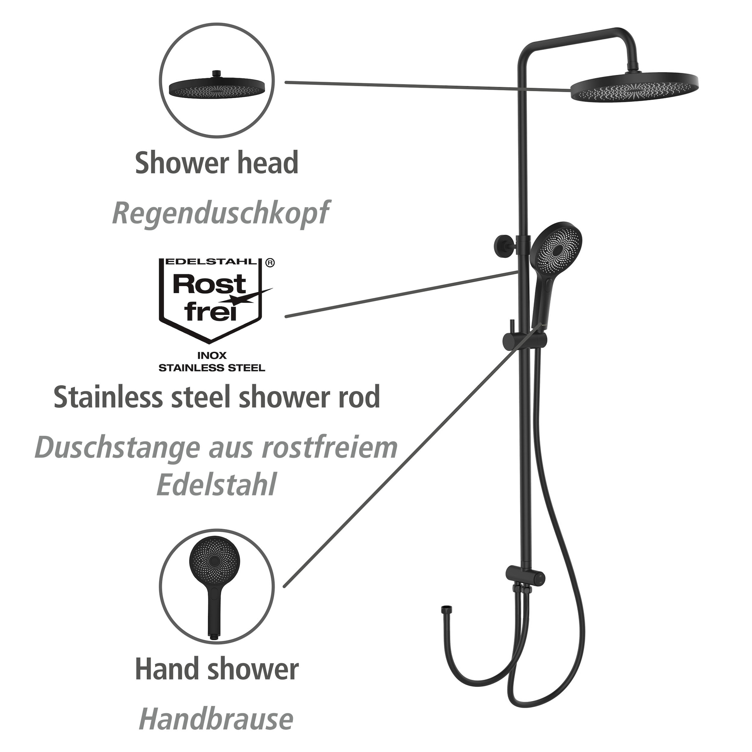 WENKO Duschsystem »Softwater«, einfacher Anschluss an bestehende Armatur oder Wandanschlussbogen