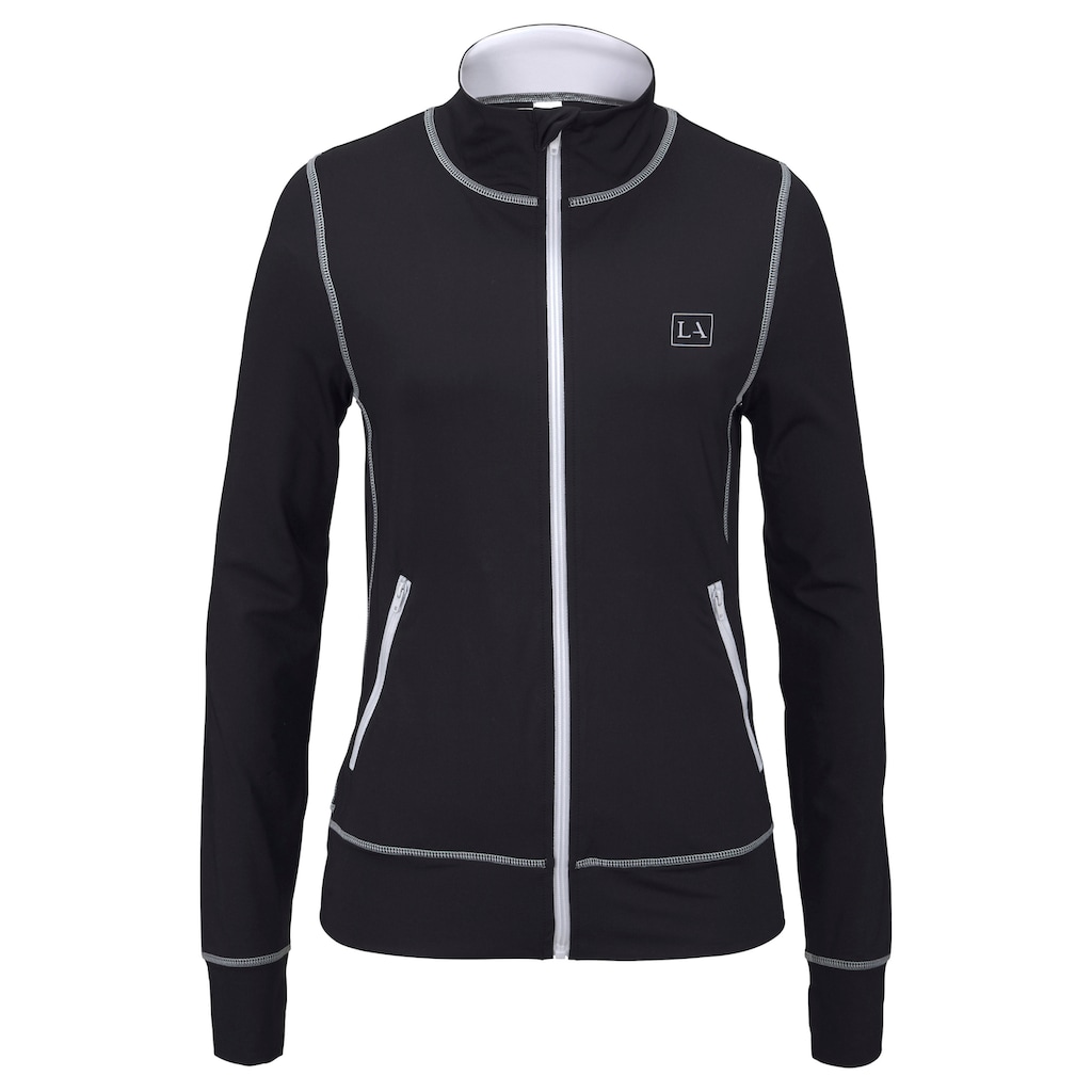 LASCANA ACTIVE Trainingsjacke »-Sportjacke Black Marble«, mit Kontrastnähten und Stehkragen