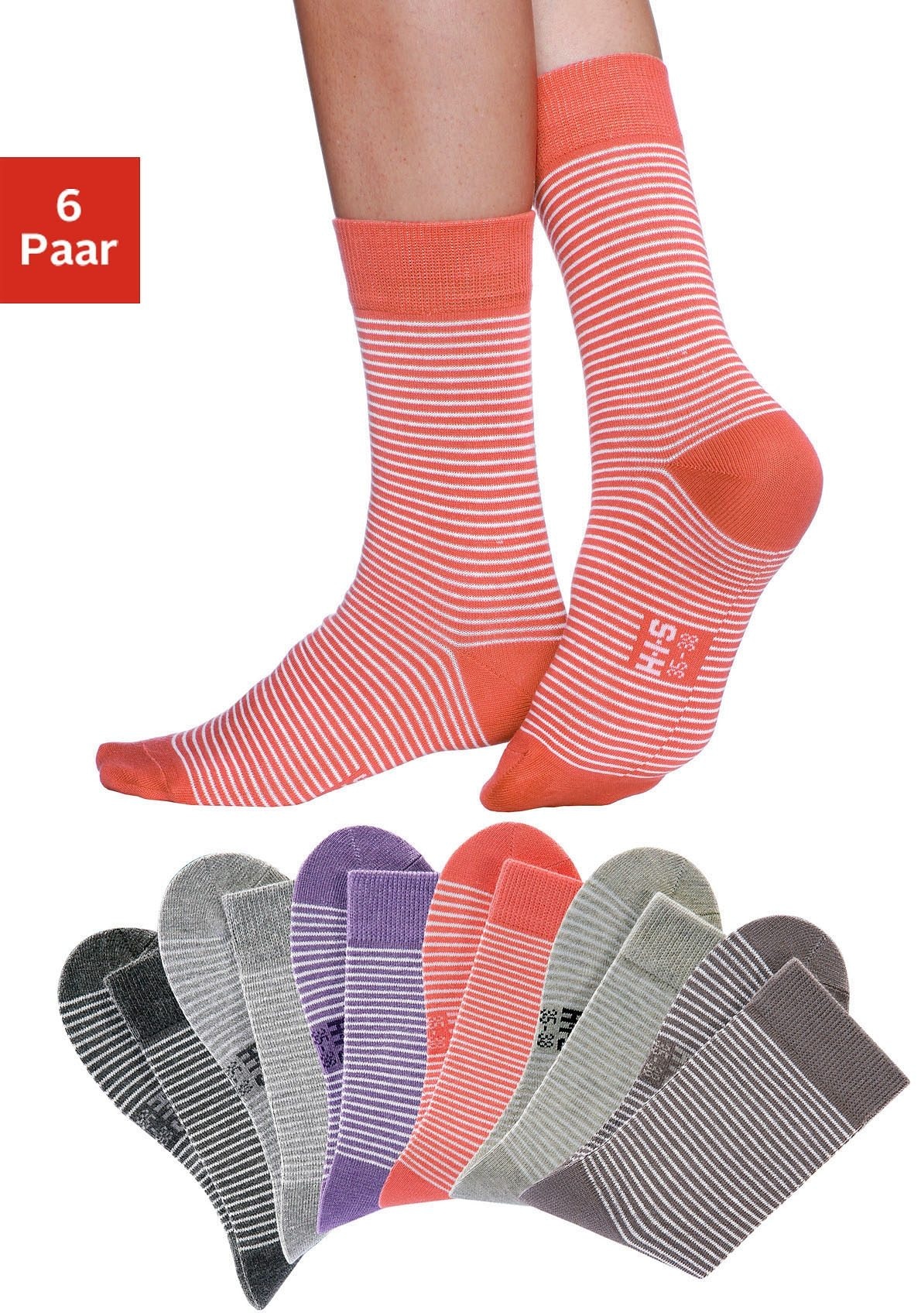 H.I.S Socken, (Packung, 6 Paar), mit druckfreiem Bündchen