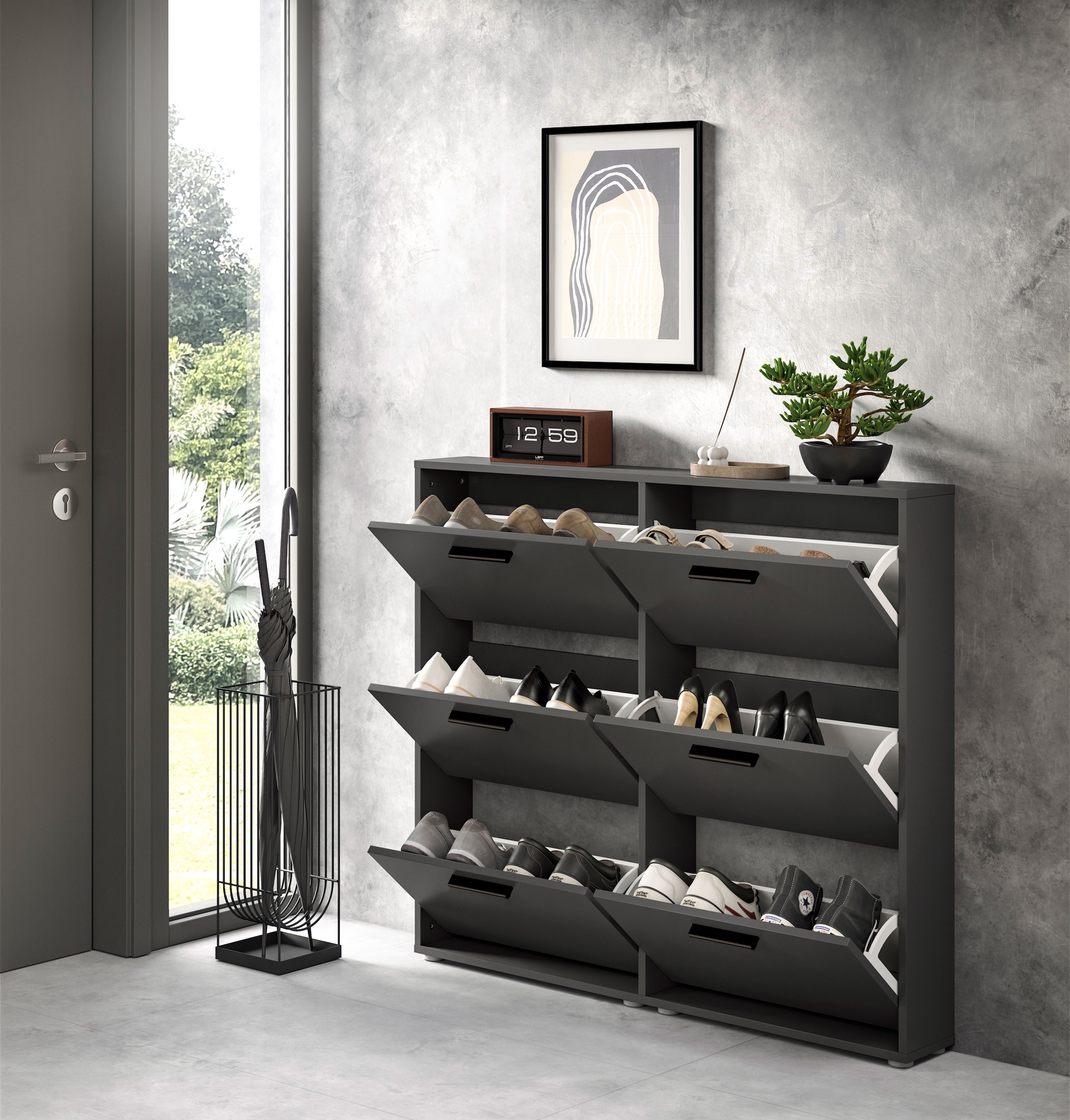 HBZ Schuhkommode »Sam Schuhkipper, Schuhschrank BxHxT 116x103x17 cm«, (1 St.), mit 6 Klappen