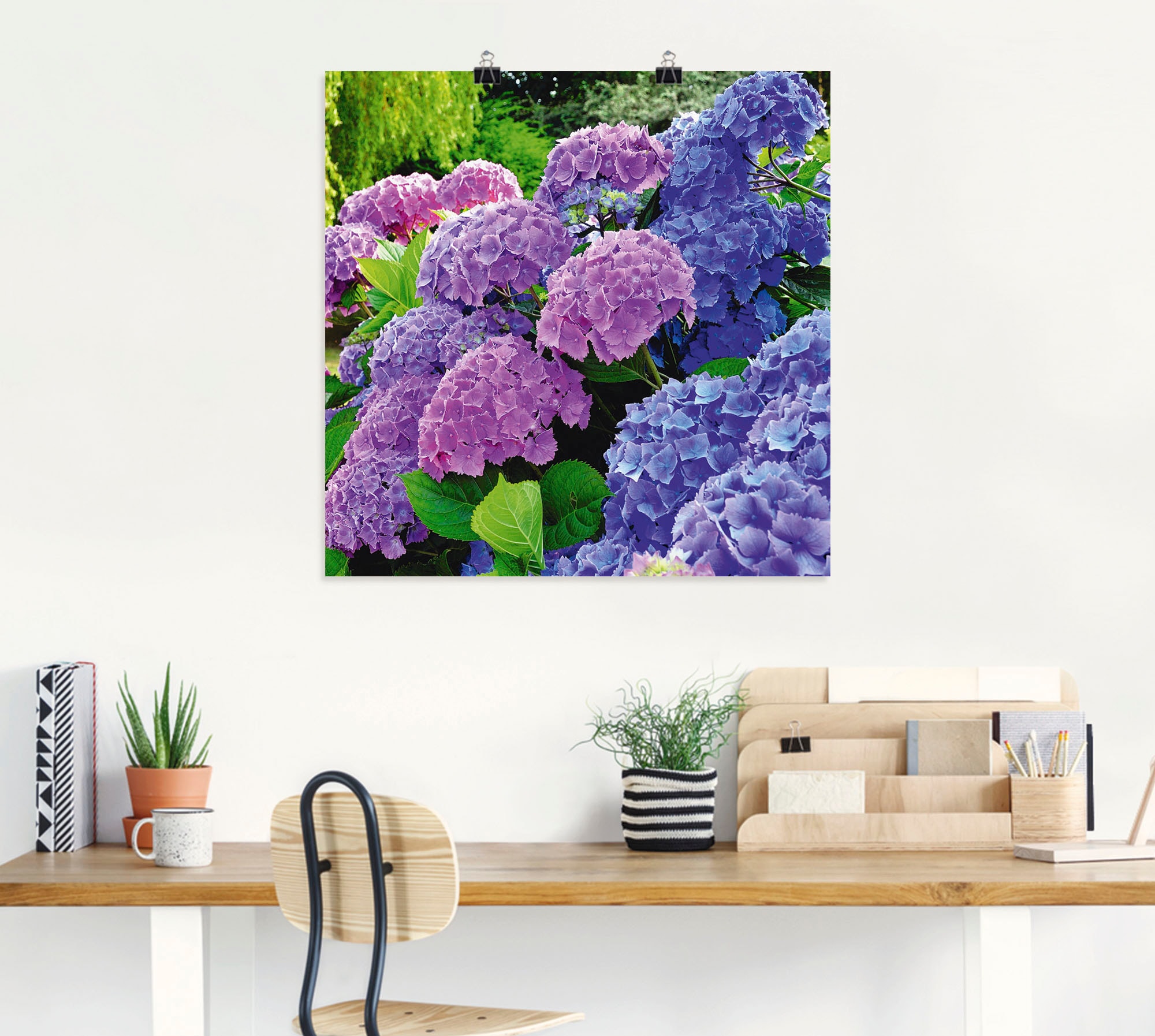 Artland Wandbild »Hortensien im Garten«, Blumen, (1 St.), als Alubild, Outdoorbild, Leinwandbild, Poster, Wandaufkleber