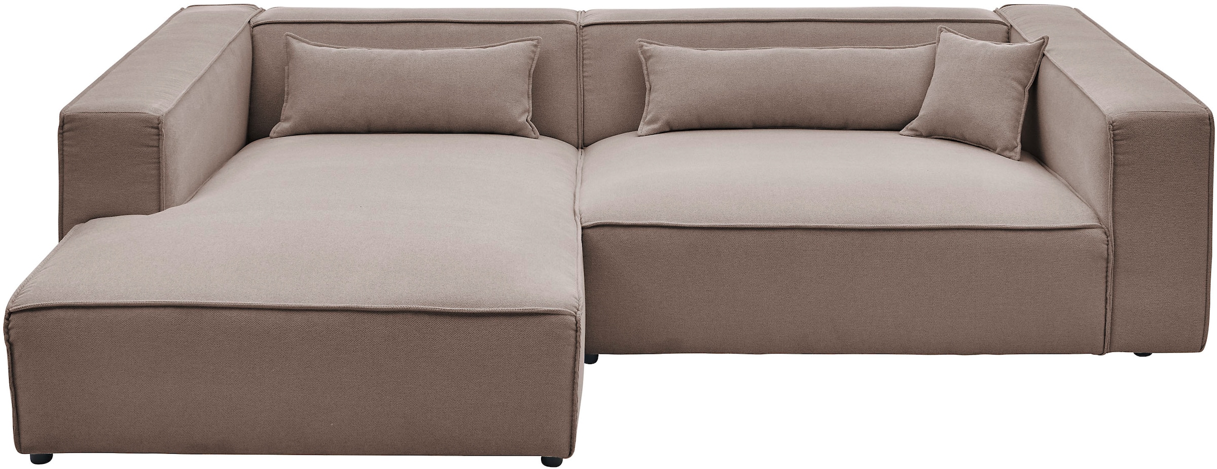 LeGer Home by Lena Gercke Ecksofa »PIARA XXL, Big-Sofa in Cord oder Leinenoptik, L-Form, mit Kedernaht«, wahlweise Ottomane rechts/links, schwarze Füße, extra tiefe Sitzfläche