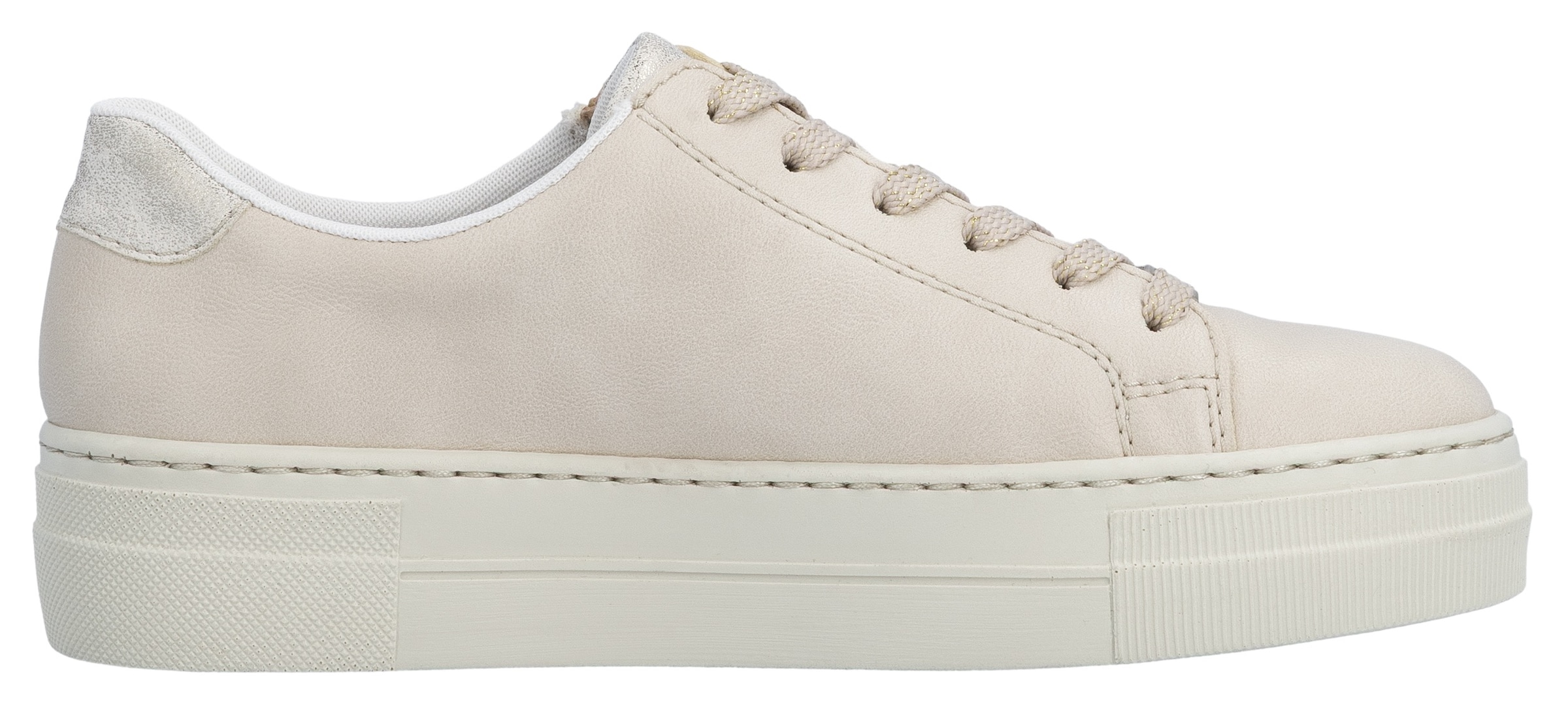 Rieker Plateausneaker  mit goldfarbenem Reißverschluss, Freizeitschuh, Halbschuh, Schnürschuh