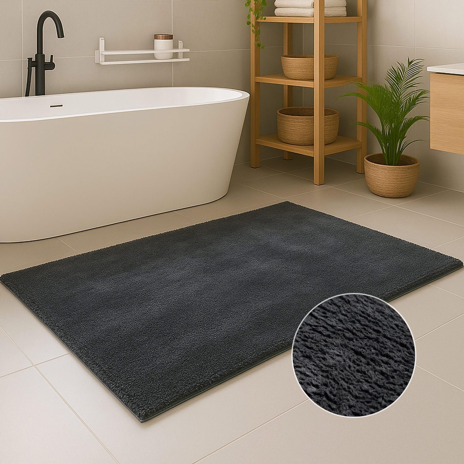 Carpet City Badematte »PURE500, Badteppich uni« Höhe 16 mm rutschhemmend beschichtet schnell trocknend Teppich Badezimmer, Badvorleger, Anti-Rutsch, Waschbar, Duschmatte