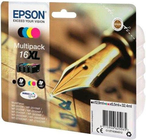 Epson Tintenpatrone »16XL«, (Spar-Set), original Druckerpatrone 16 schwarz/cyan/magenta/gelb 1636 XL