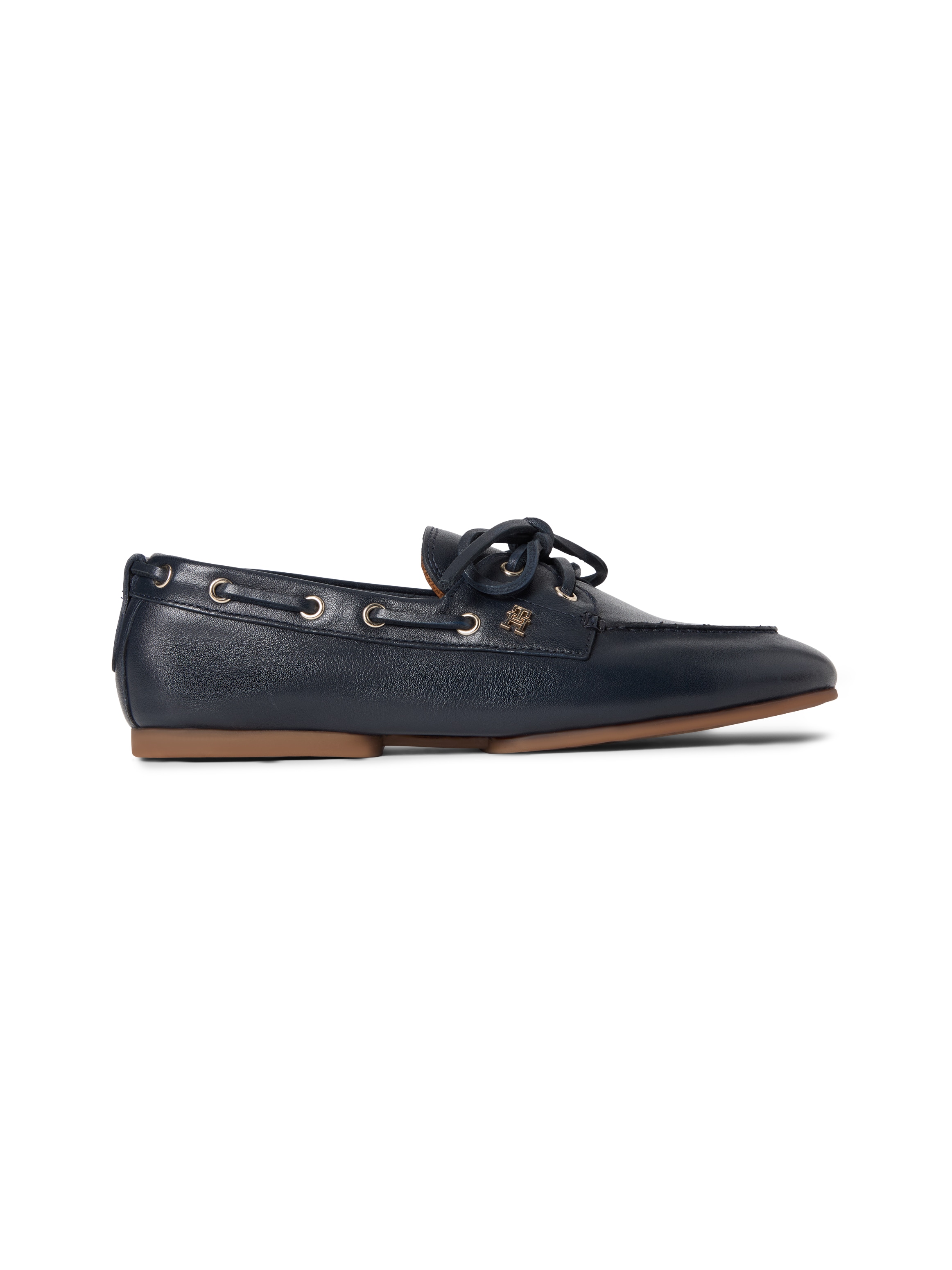 Tommy Hilfiger Bootsschuh »TH SLEEK LEATHER BOAT SHOE«  Bootsschuh, Businessschuh mit Blockabsatz und Ösen mit Durchzug