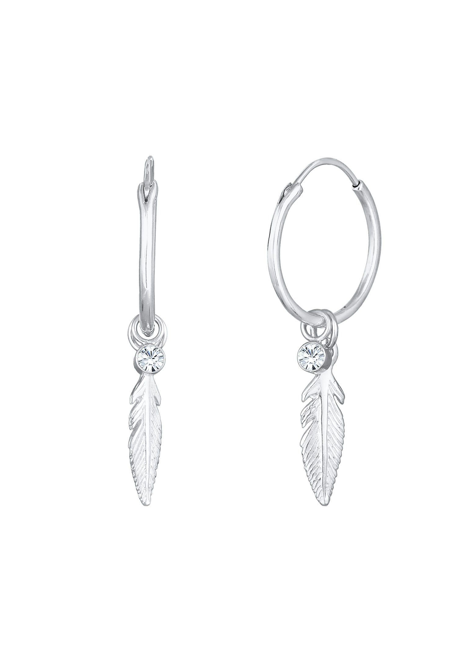 Elli Paar Creolen »Ohrringe Creole Feder Einhänger 925 Silber, mit Kristallen von Swarovski®«