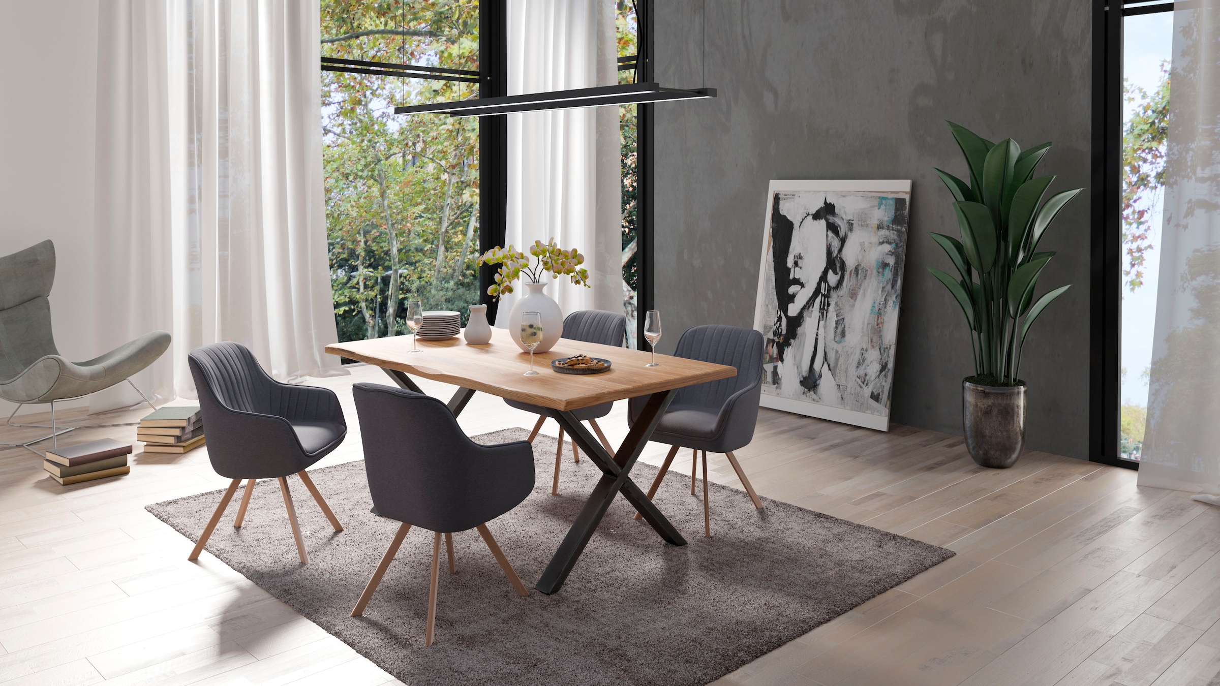 Homexperts Esszimmerstuhl »Carlo«, (Set), 2 St., Webstoff, Drehstuhl, Bezug in Webstoff
