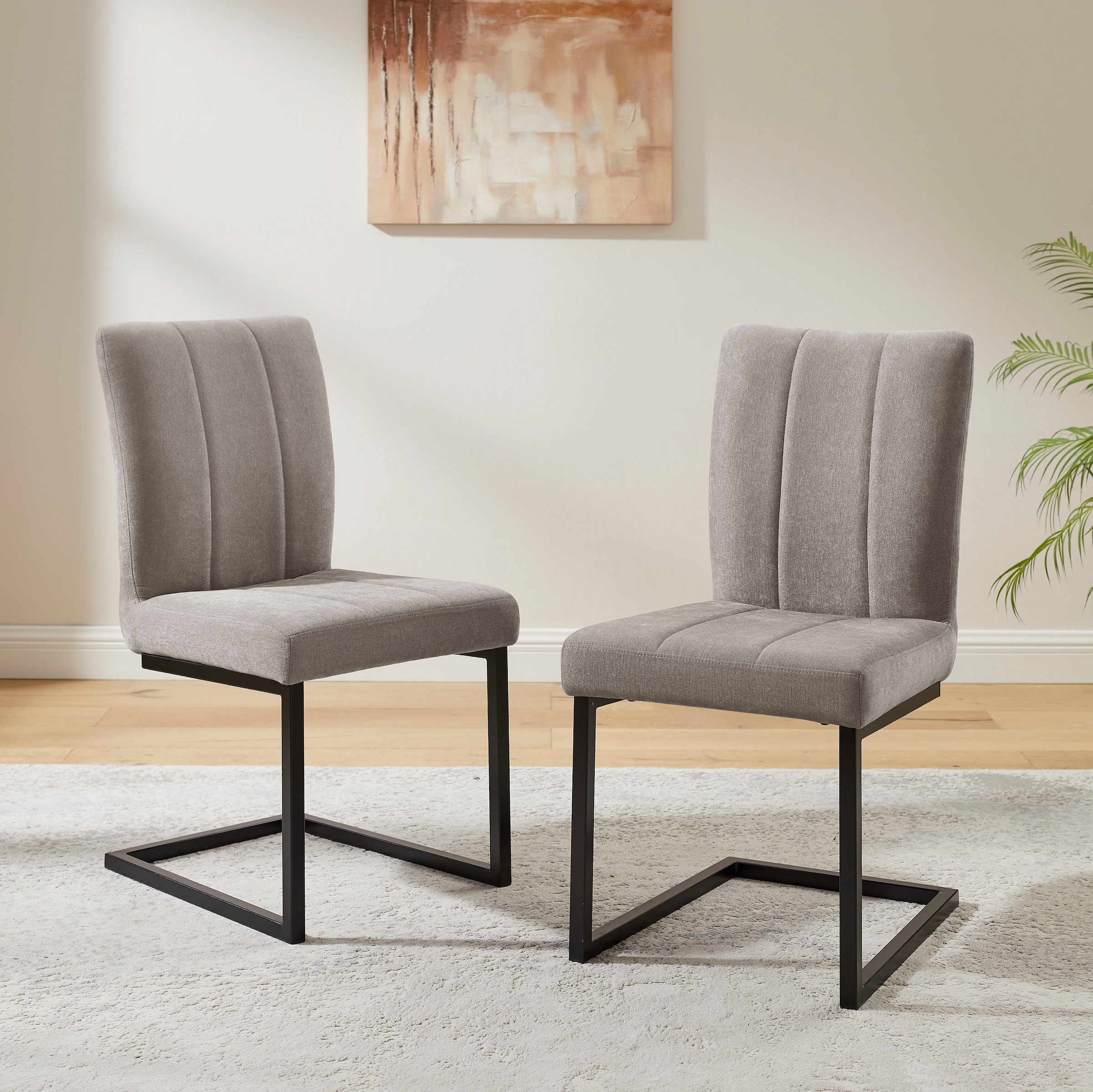 OTTO home Essgruppe »Hennia« Set, 4 tlg. Tischplatte aus Melamin, 2 Freischwinger, Bank, Metallgestell