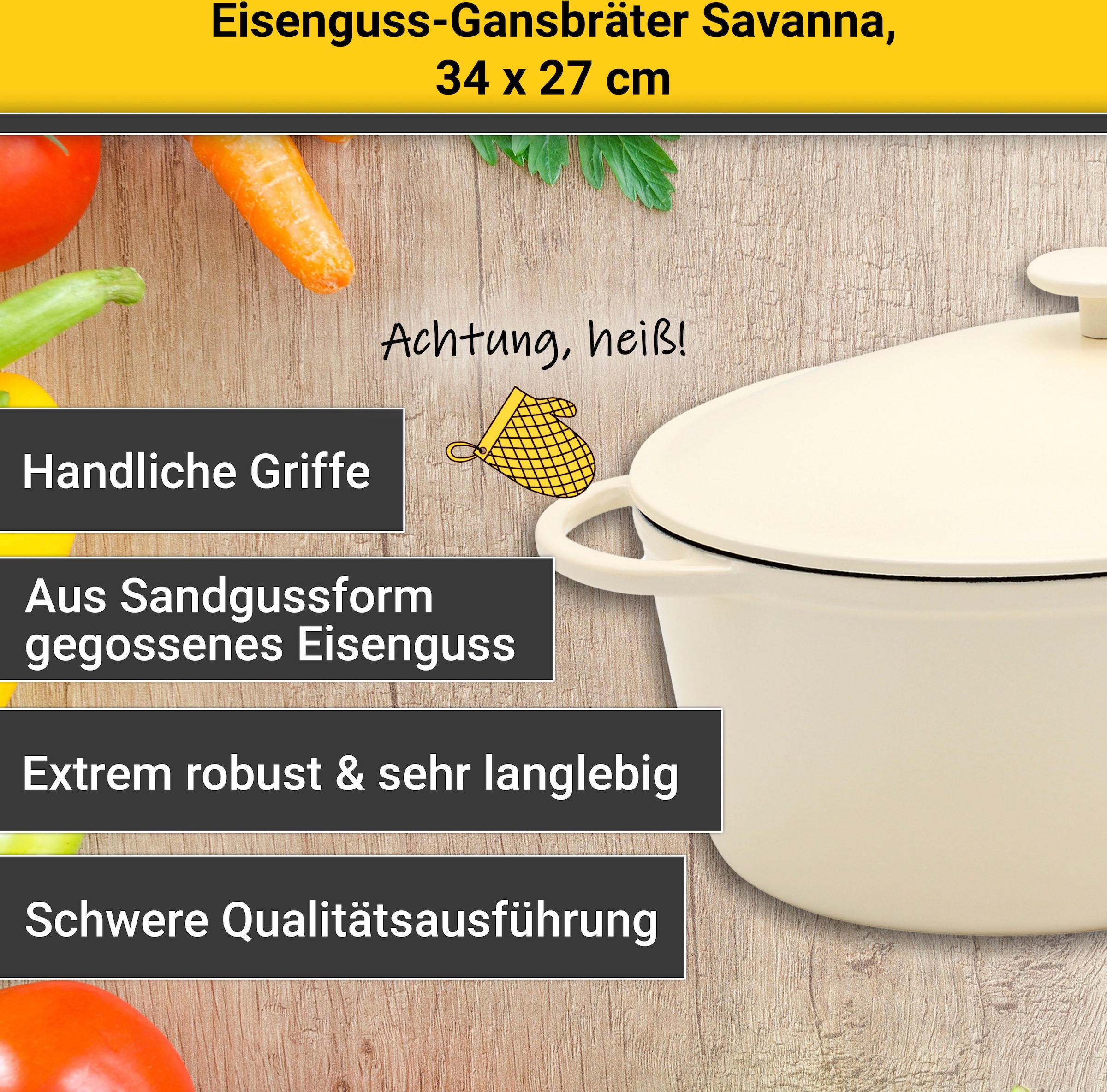 »Savanna«, Krüger bei Induktion OTTO 7,5 Liter, oval, online Eisenguss, Bräter