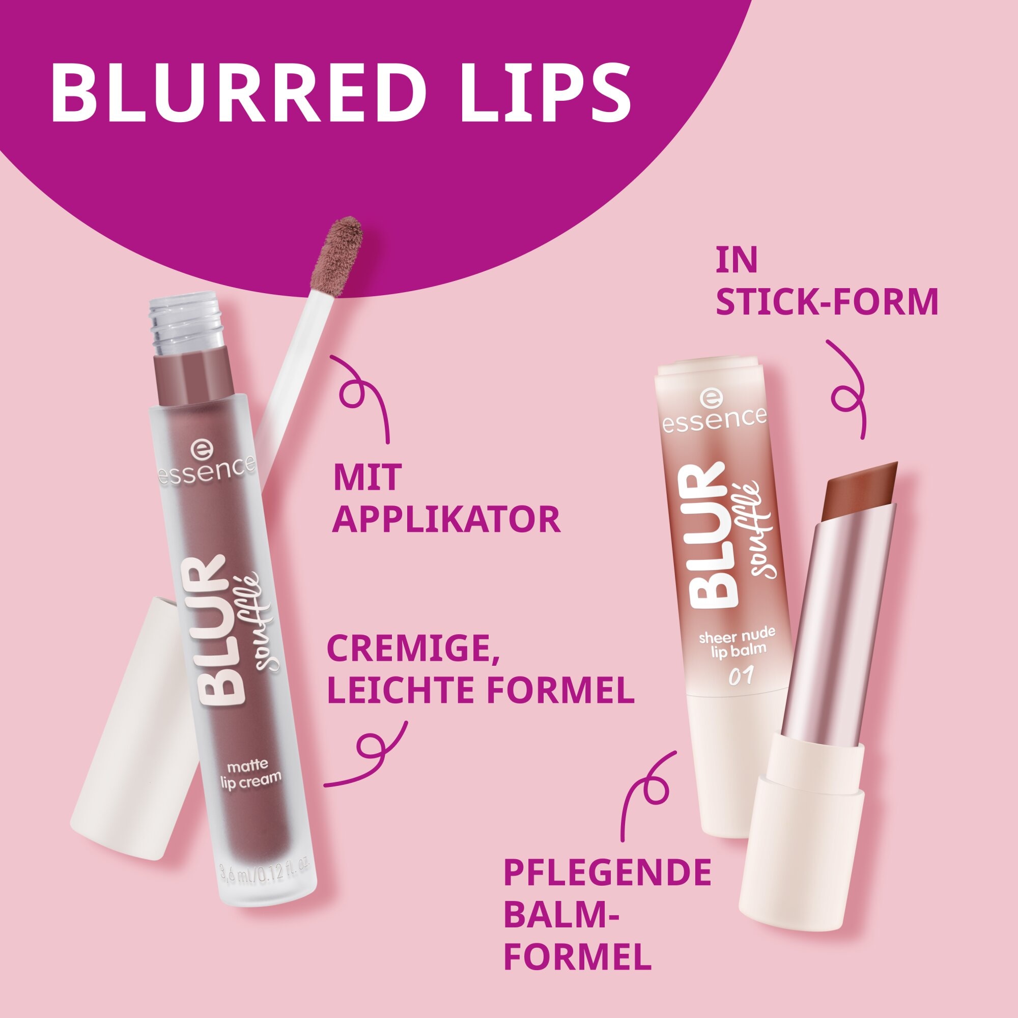 Essence Lippenbalsam »BLUR soufflé sheer nude lip balm«