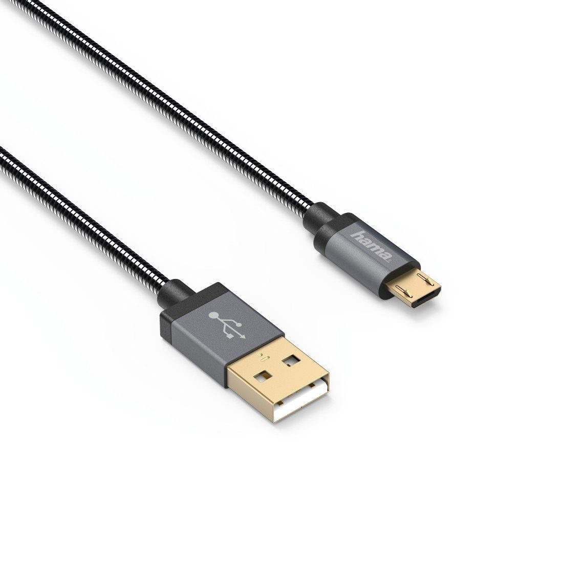 Micro-USB-Kabel, Metall, vergoldet, Anthrazit, 0,75 »USB-Kabel...